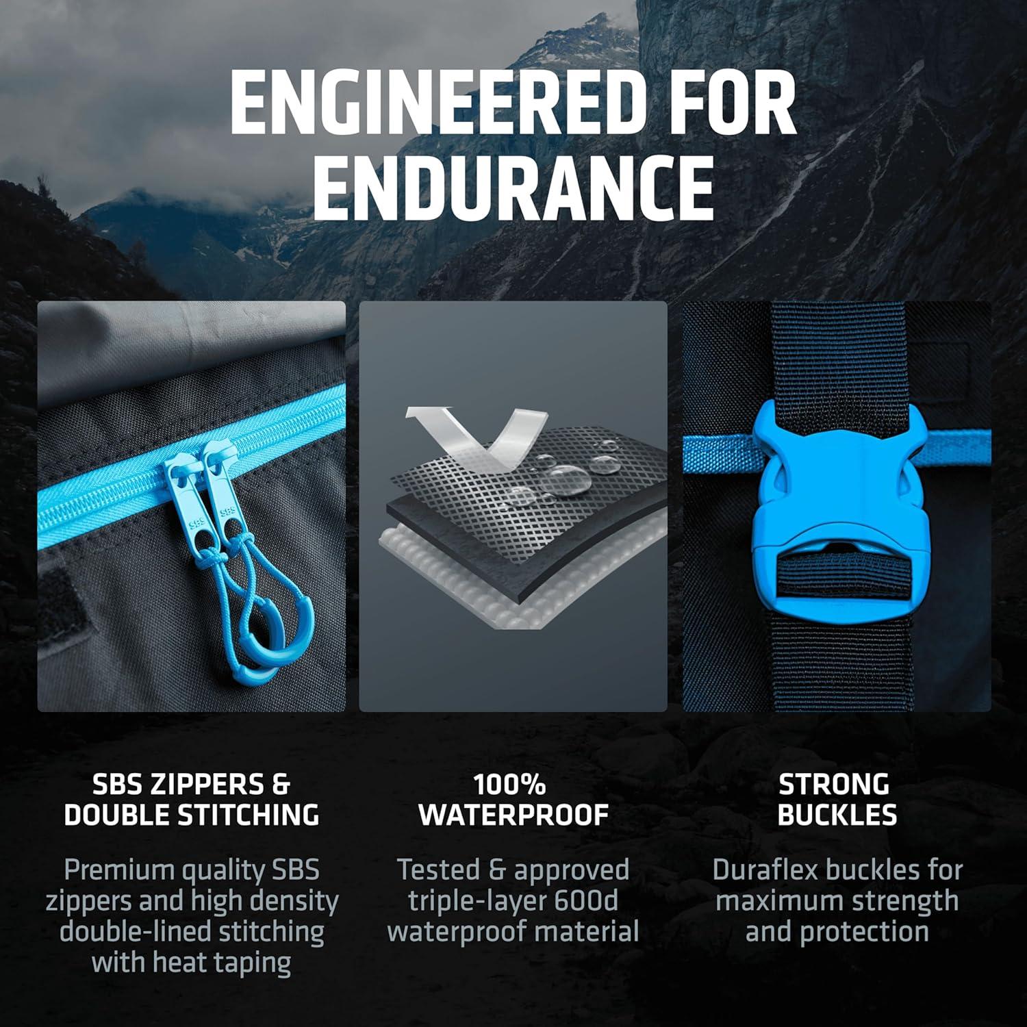 Rooftop Cargo Carrier - Waterproof Soft Shell Car Roof Cargo Carrier, Heavy Duty Car Top Luggage Cargo Bag with Patented Door Hook System and Non-Slip Mat for Car or SUV (15 Cubic Feet)