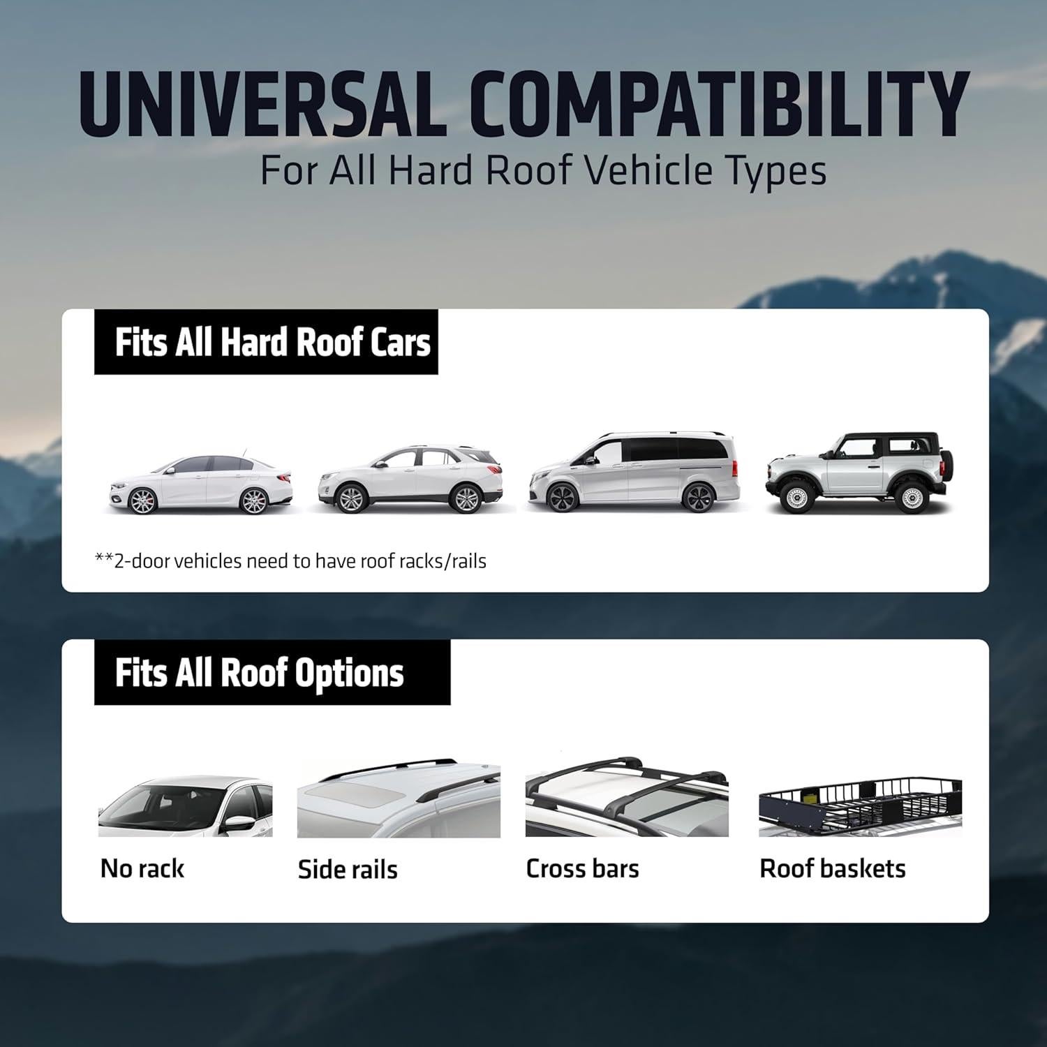 Rooftop Cargo Carrier - Waterproof Soft Shell Car Roof Cargo Carrier, Heavy Duty Car Top Luggage Cargo Bag with Patented Door Hook System and Non-Slip Mat for Car or SUV (15 Cubic Feet)