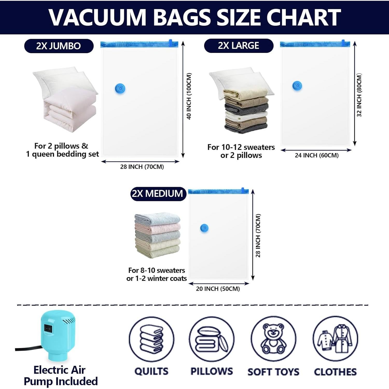 Bolsas de Sellado al Vacío BAMCOO 6 Piezas con Bomba Eléctrica