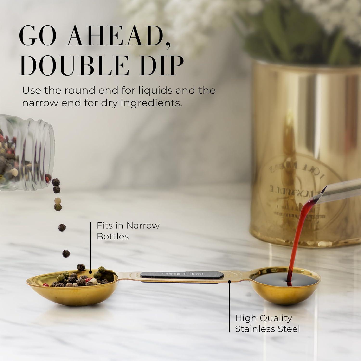 Cucharas Medidoras Magnéticas Doradas 8 Piezas Acero Inoxidable