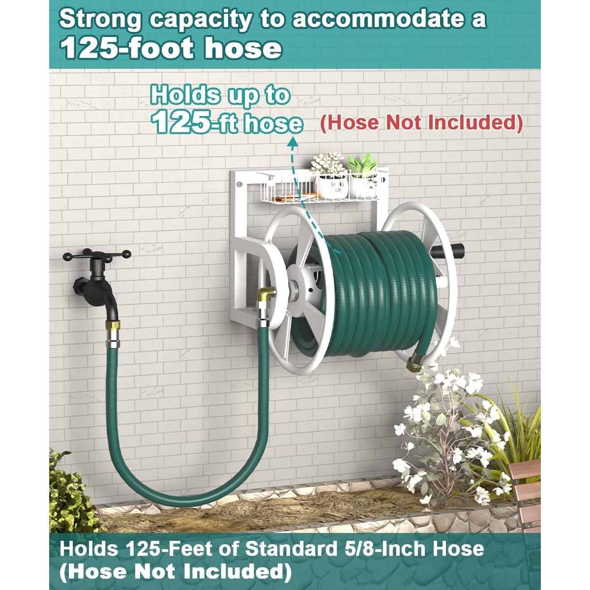 Carrete de Manguera Montado en Pared Artigarden 125 Pies Metal Blanco