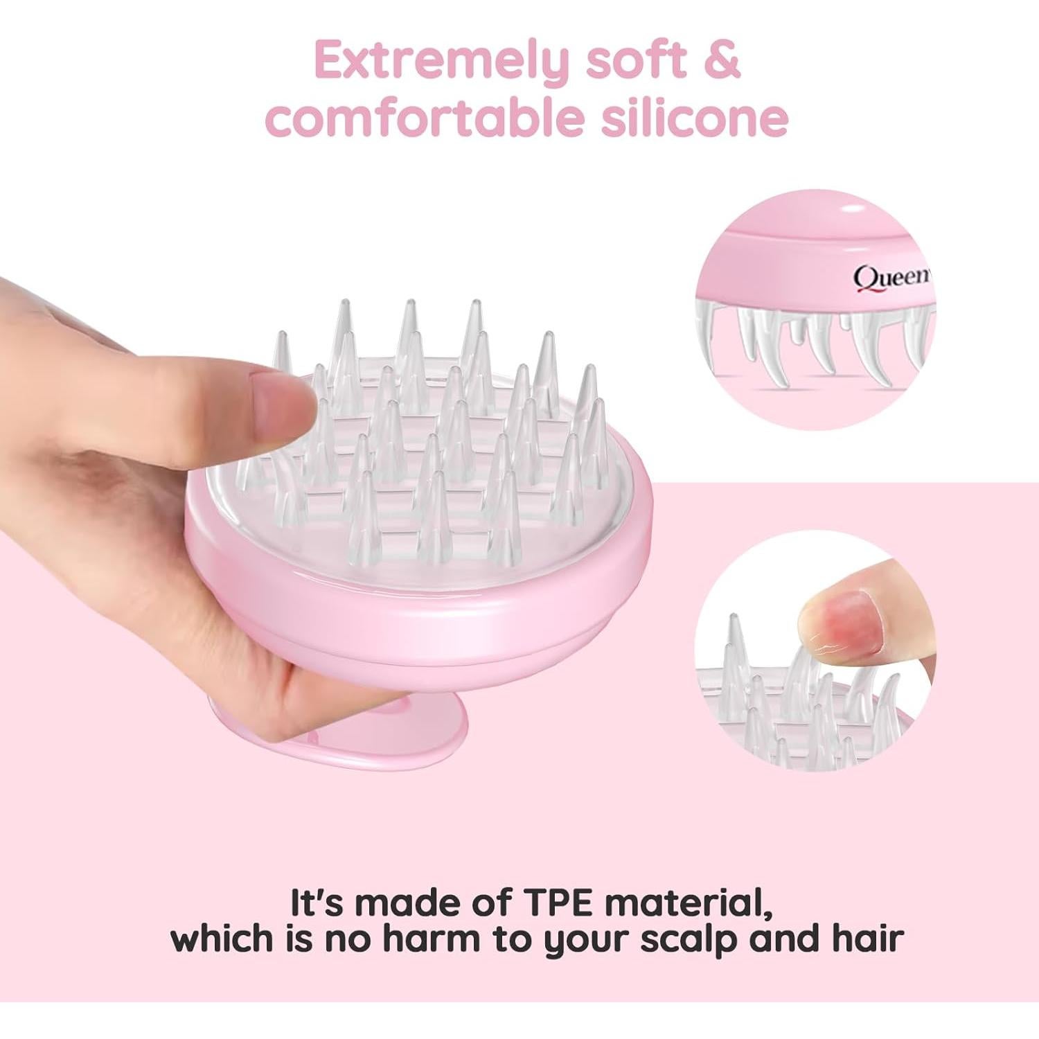 Masajeador de cuero cabelludo Queenwill rosa 2 modos vibración