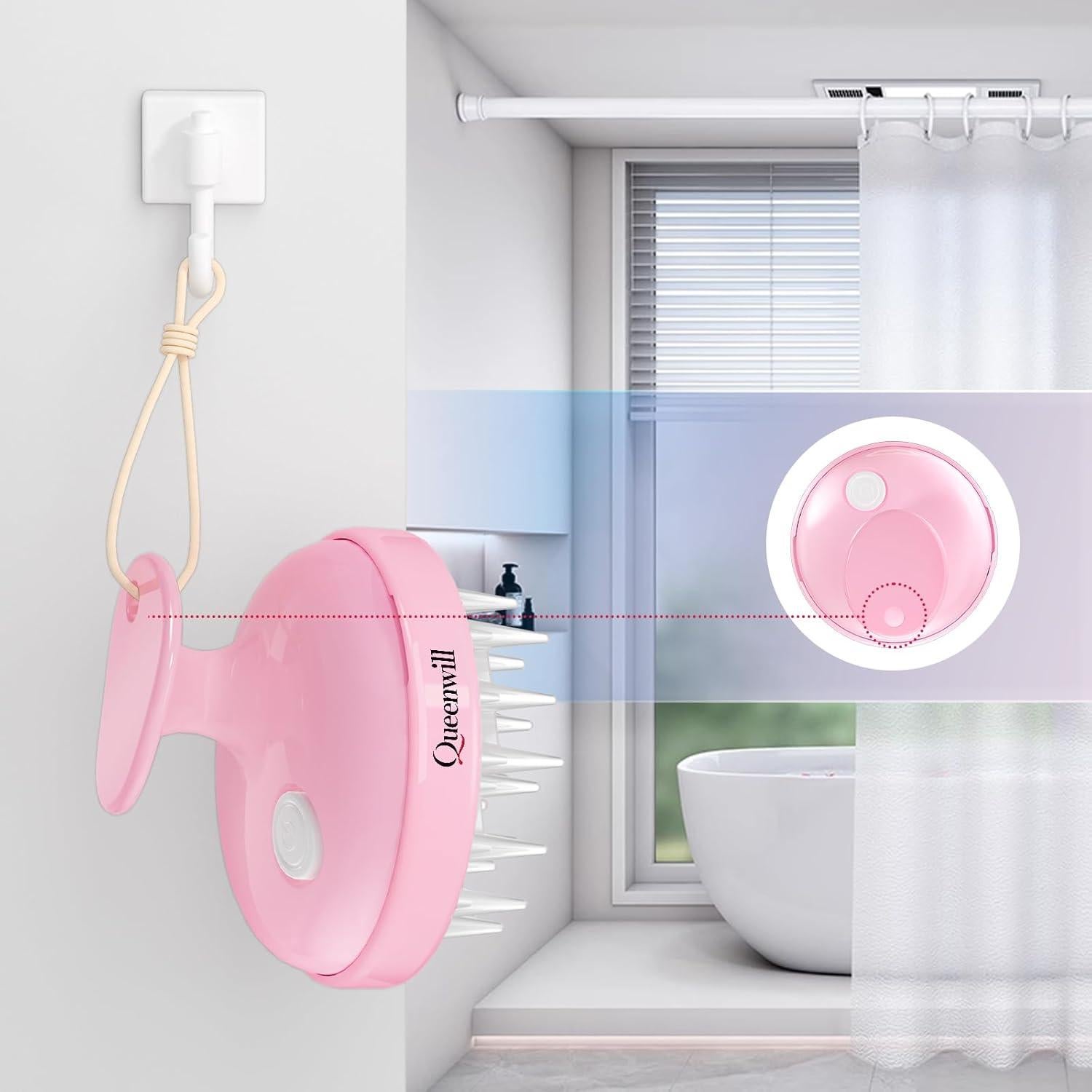 Masajeador de cuero cabelludo Queenwill rosa 2 modos vibración