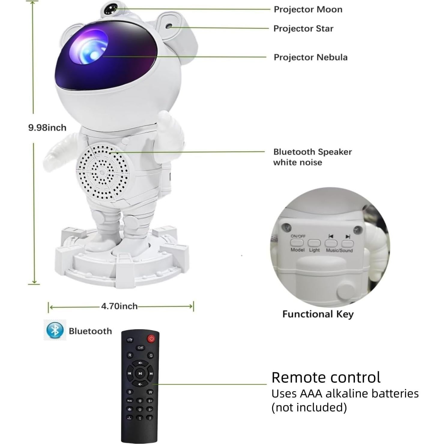 Proyector de Estrellas Astronauta Meixinsi, Luz Nocturna 3D