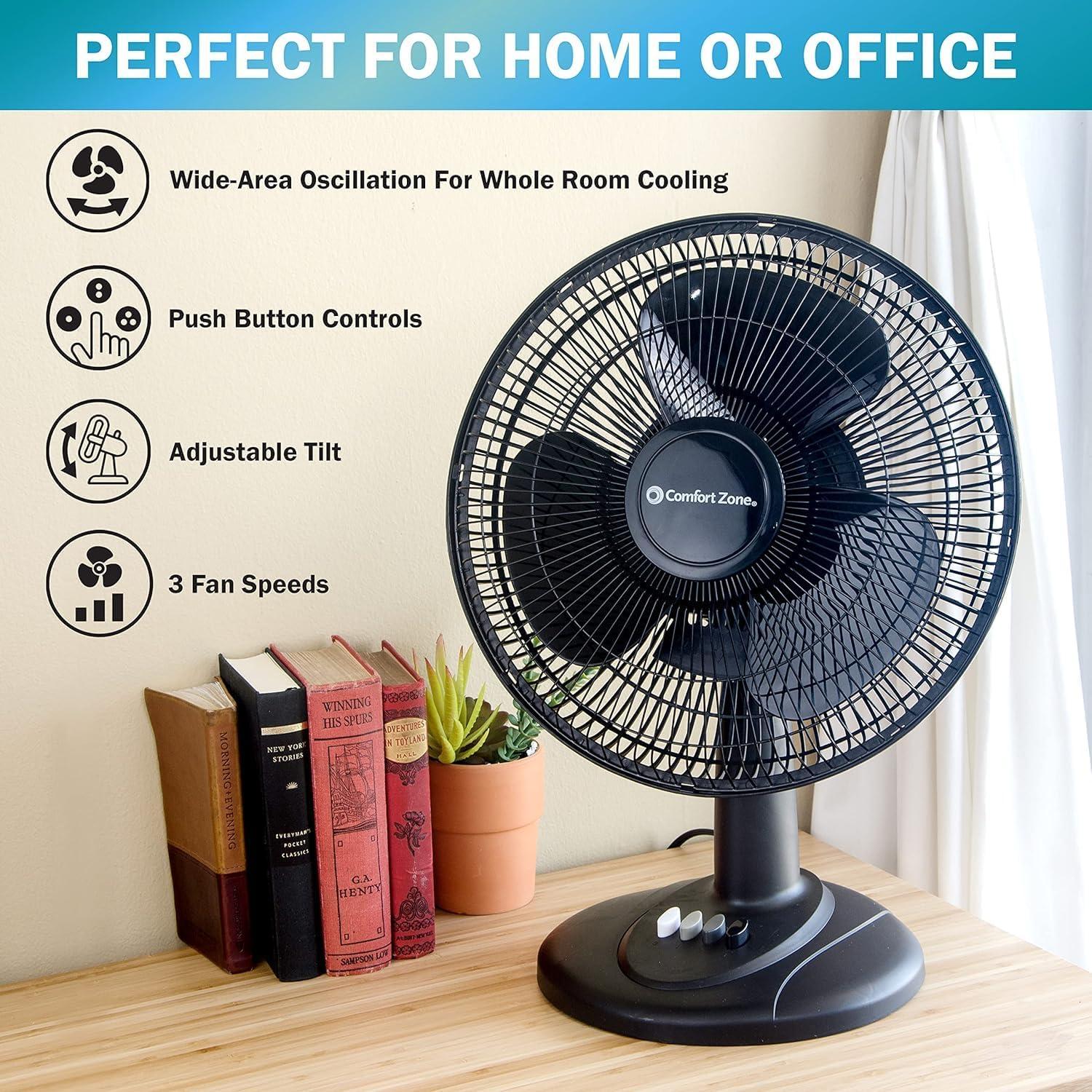 Ventilador de Mesa Oscilante Comfort Zone CZ121-COMBO 30.48 cm 3 Velocidades