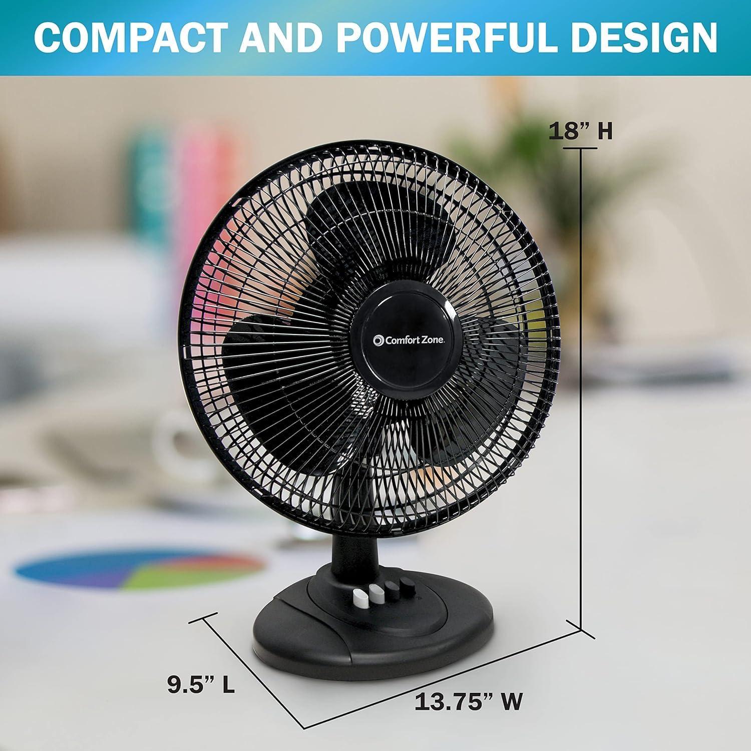 Ventilador de Mesa Oscilante Comfort Zone CZ121-COMBO 30.48 cm 3 Velocidades