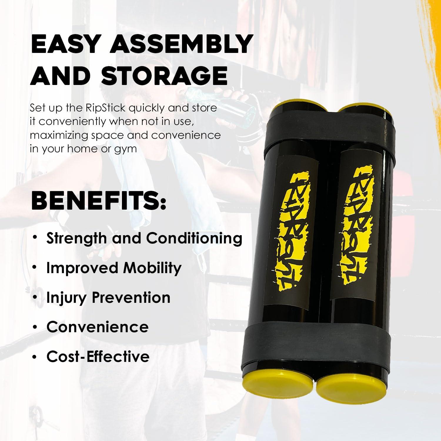 RipStick, Workout Equipment for Joint Rehab, Shoulder and Resistance Training, Muscle Building and Core Workout Equipment with 6 Adjustable Resistance Bands