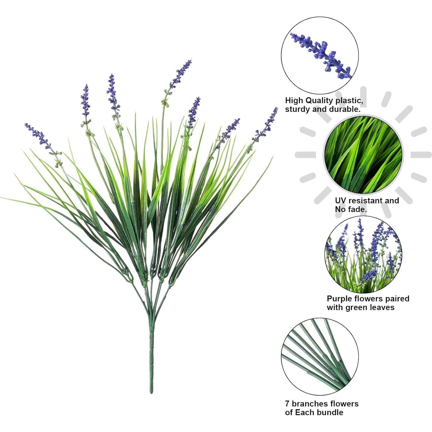Plantas Artificiales Ivydale 10PCS Hierba Mono Púrpura UV