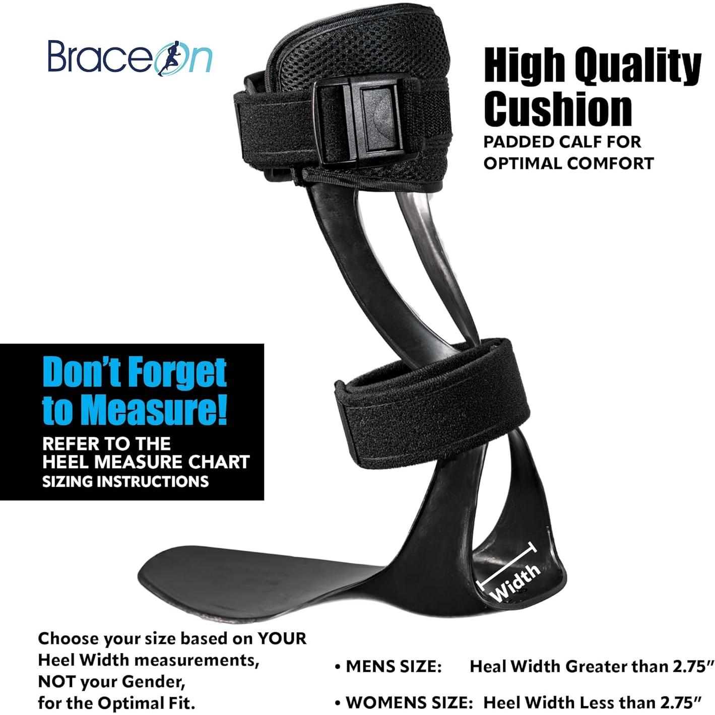 Brace On AFO S-Type - Drop Foot Stabilizer Brace, Moldable, Trimmable, Lightweight Polyethylene, Drop Foot Braces for Men, AFO Brace and Foot Drop Braces, Foot Boot for Injured Foot, Men, Left