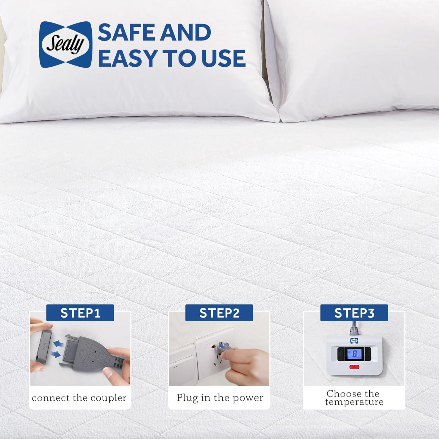 Almohadilla Térmica Sealy King Coral Fleece 10 Niveles Calor