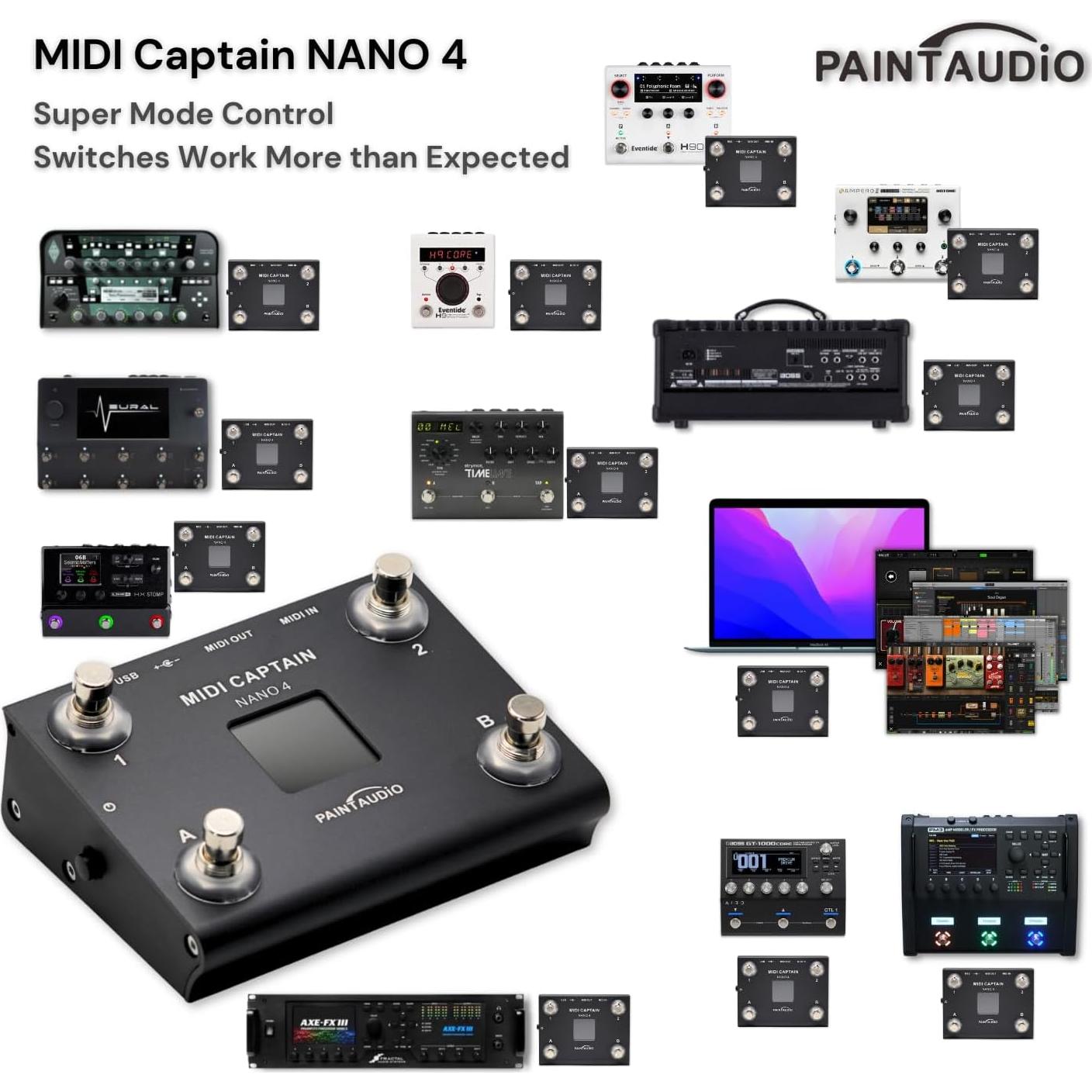 Controlador de pie MIDI Captain NANO 4 USB-MIDI 4 Interruptores