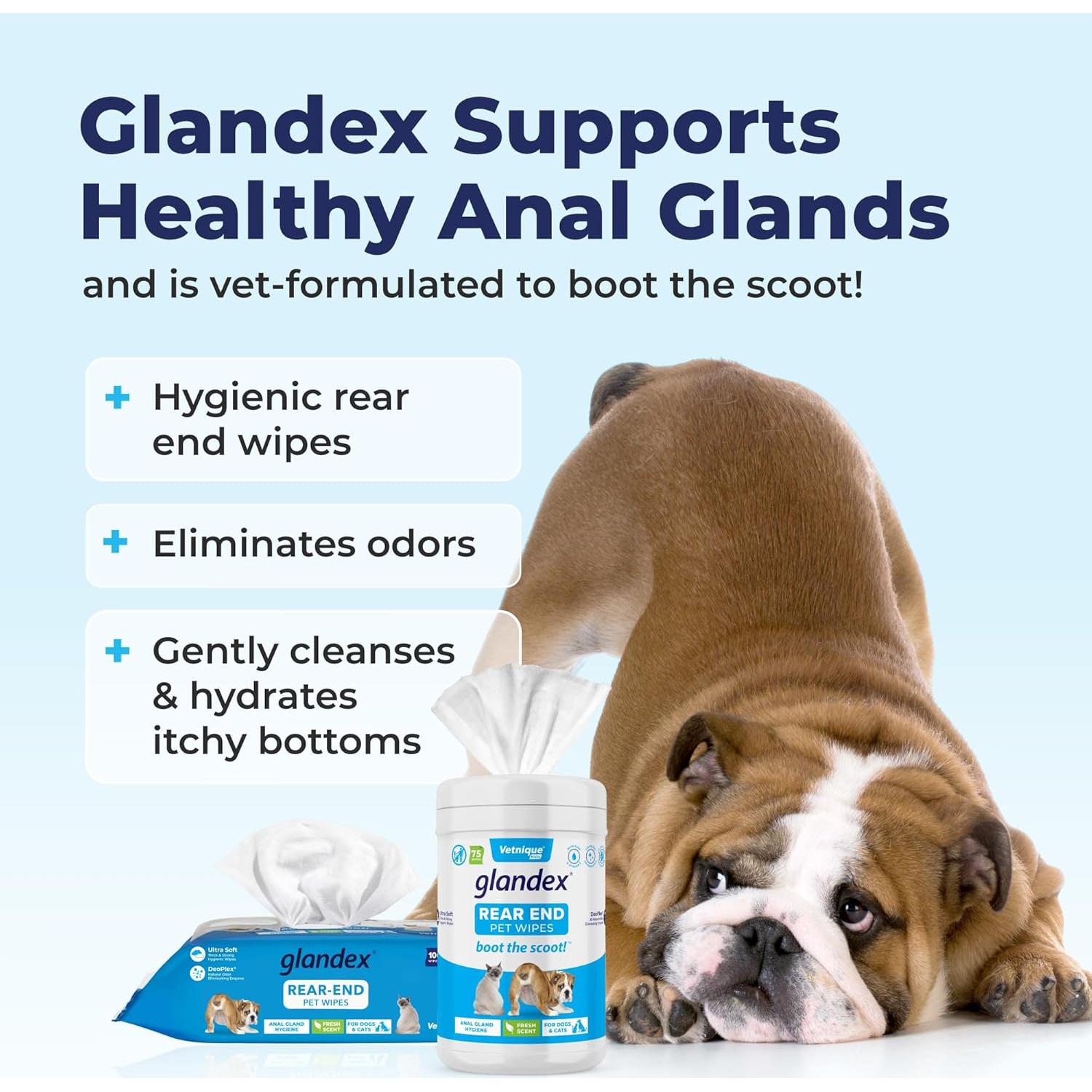 Toallitas Glandex Vetnique Labs 75ct para Perros y Gatos