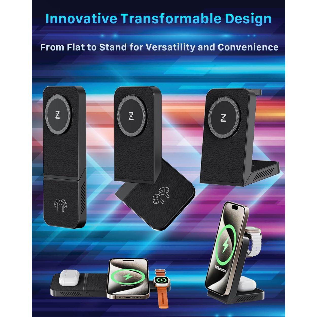 Estación de Carga Inalámbrica 3-en-1 INVZI MagFree 15W