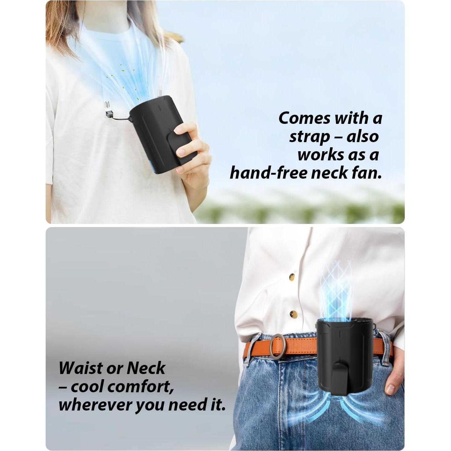 Ventilador de Cintura Portátil Barito Y2 Recargable 25H Beige