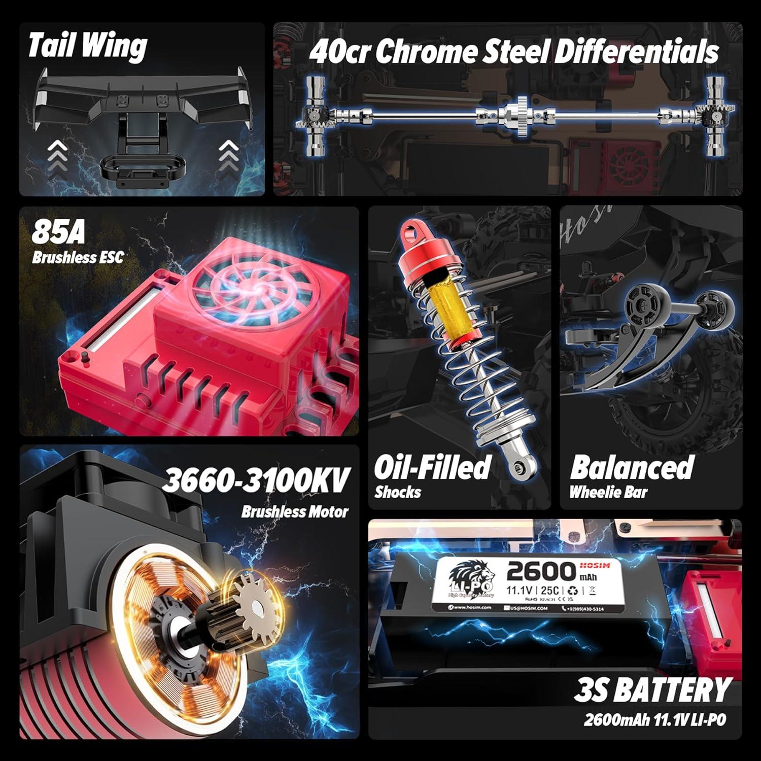 Coche RC Hosim VEXARO MAX 1:8 4X4 Brushless 80KMH