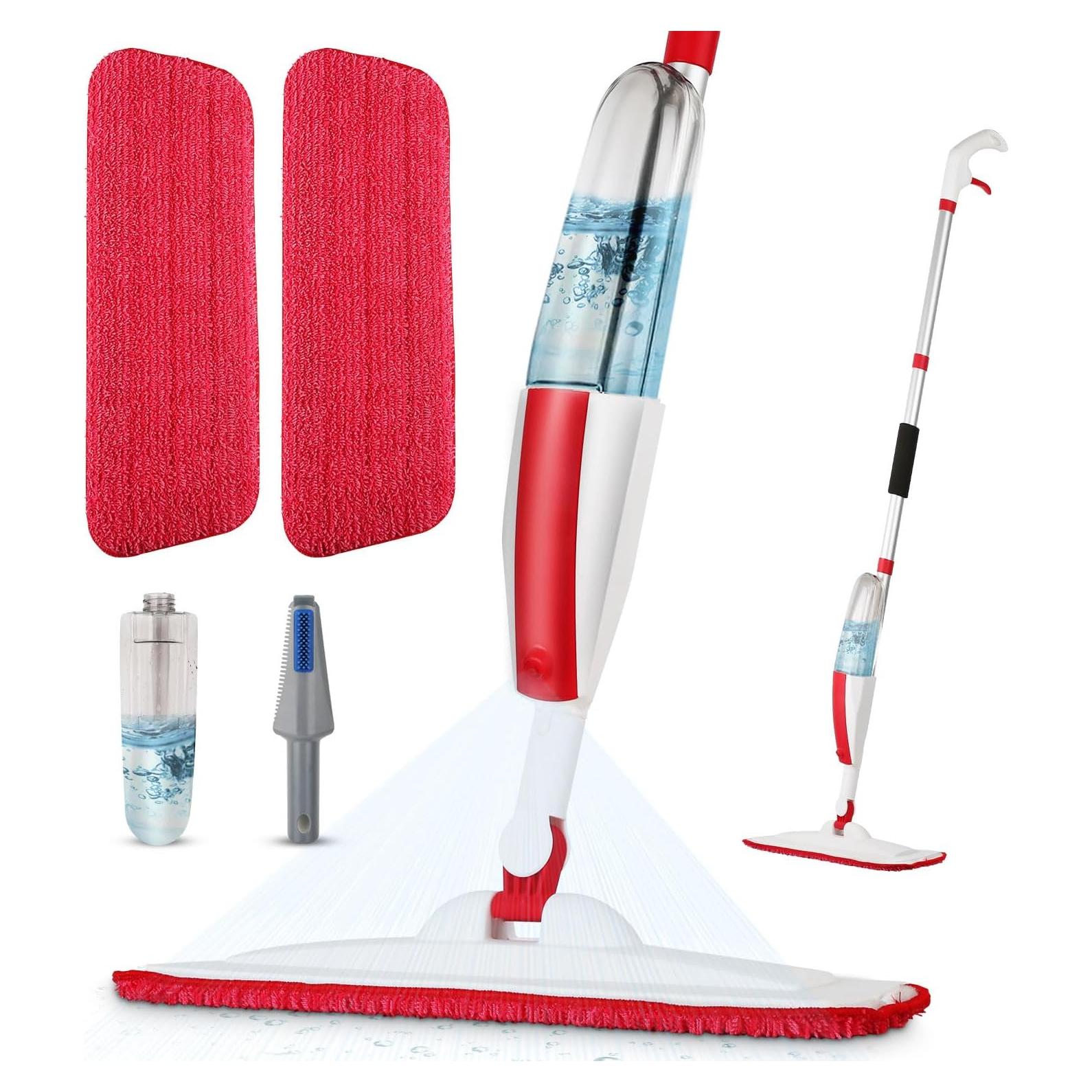 Mops for Floor Cleaning Wet Spray Mop with 14 oz Refillable Bottle and 2 Washable Microfiber Pads Home or Commercial Use Dry Wet Flat Mop for Hardwood Laminate Wood Ceramic