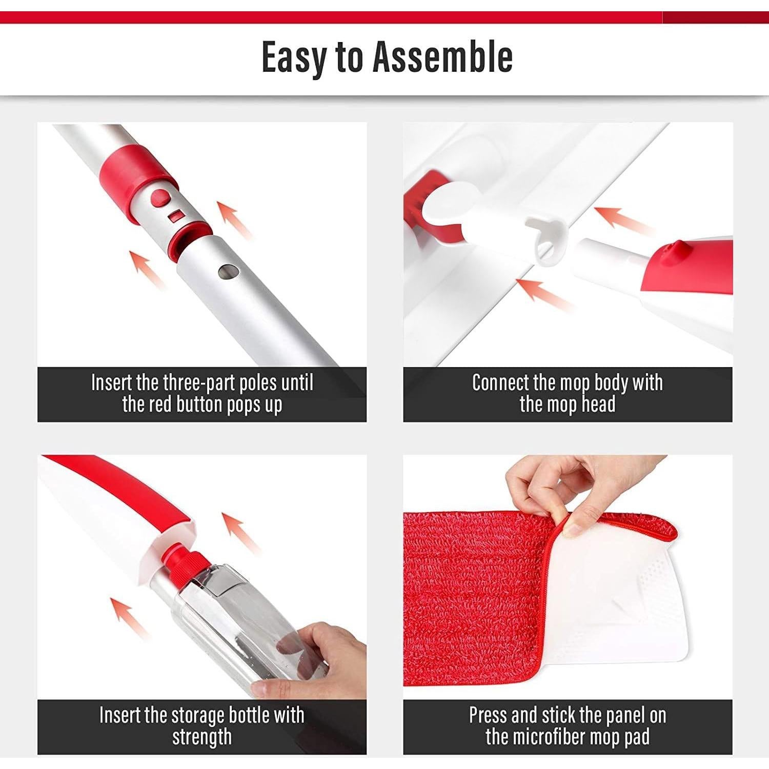 Mops for Floor Cleaning Wet Spray Mop with 14 oz Refillable Bottle and 2 Washable Microfiber Pads Home or Commercial Use Dry Wet Flat Mop for Hardwood Laminate Wood Ceramic