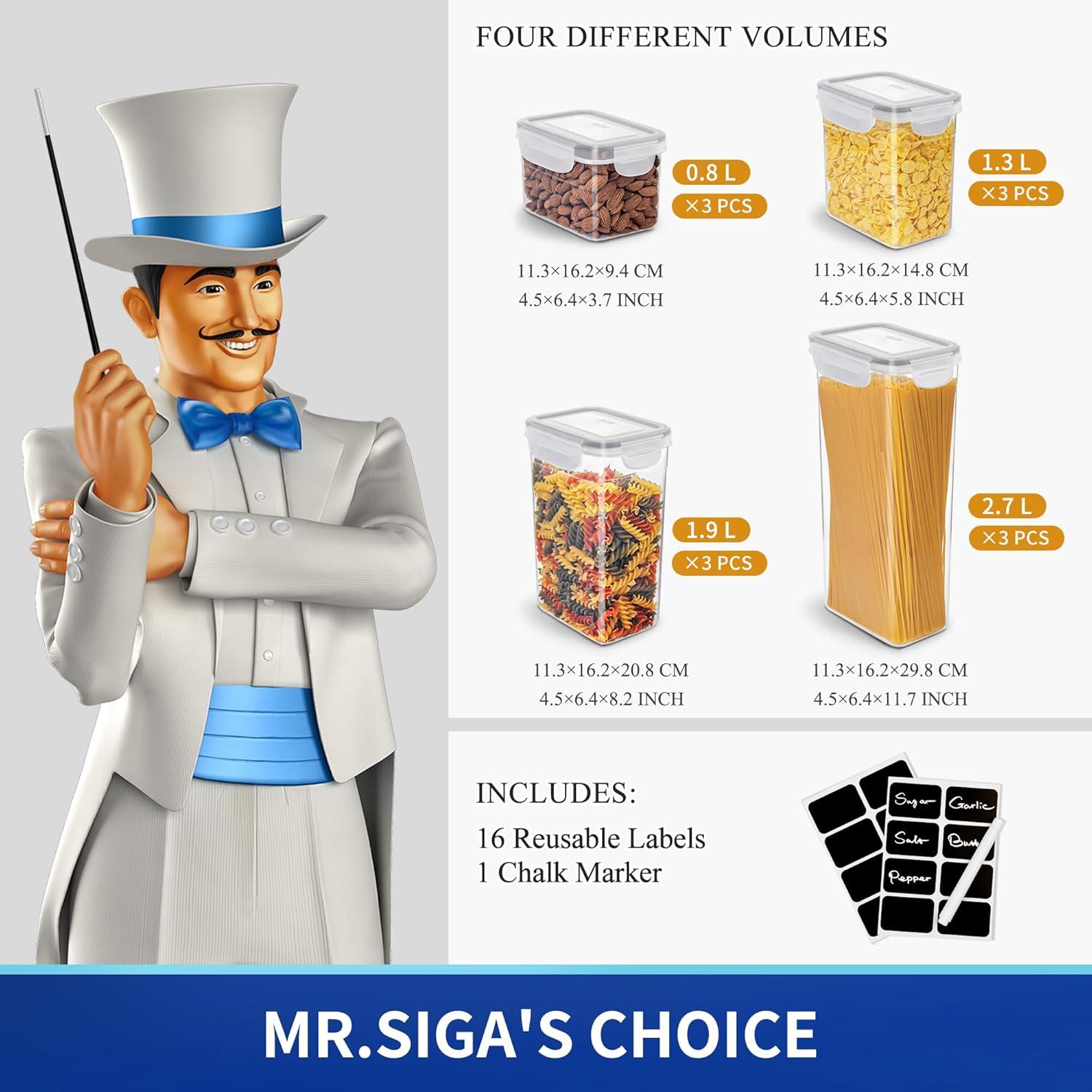 MR.SIGA Juego de 12 Contenedores de Almacenamiento Herméticos 2.7L