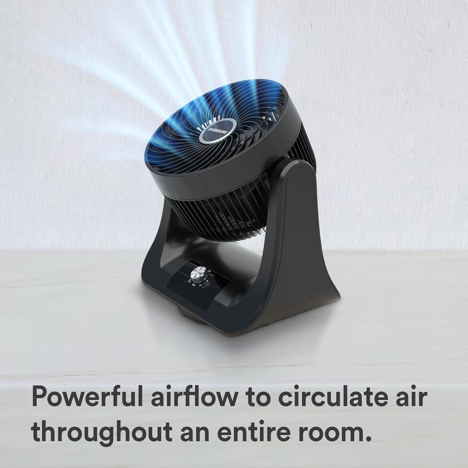 Everdure 9” Oscillating Desk or Table Fan, 3 Speed Settings, Targeted Airflow Control, Low Noise, Portable, Personal Fan, Perfect Cooling Fan for Bedroom, Living Room, Home Office, Black