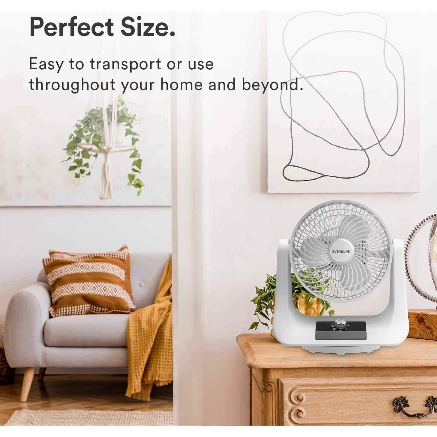 Everdure 9” Oscillating Desk or Table Fan, 3 Speed Settings, Targeted Airflow Control, Low Noise, Portable, Personal Fan, Perfect Cooling Fan for Bedroom, Living Room, Home Office, Black