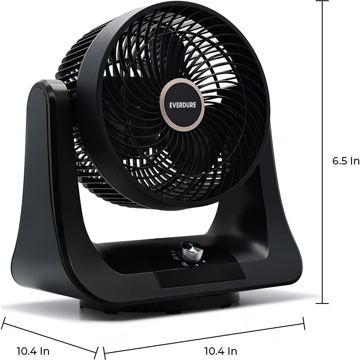 Everdure 9” Oscillating Desk or Table Fan, 3 Speed Settings, Targeted Airflow Control, Low Noise, Portable, Personal Fan, Perfect Cooling Fan for Bedroom, Living Room, Home Office, Black