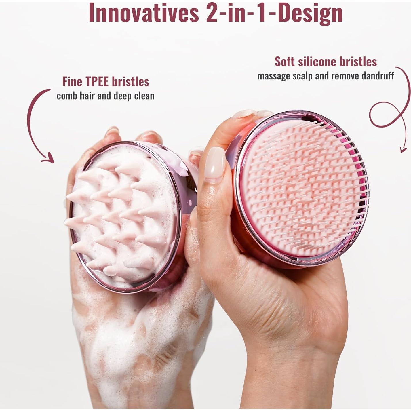Masajeador de cuero cabelludo SHINLEA 2 en 1 Rosa