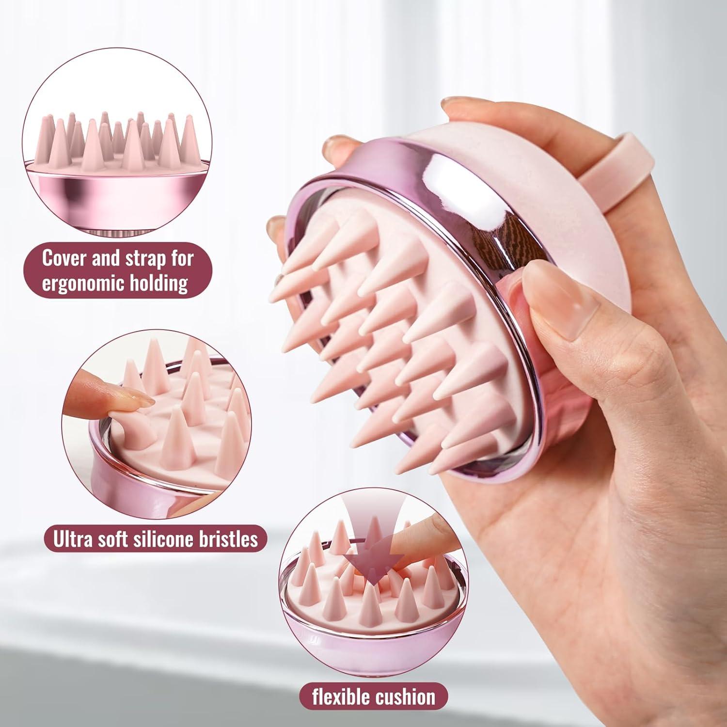 Masajeador de cuero cabelludo SHINLEA 2 en 1 Rosa