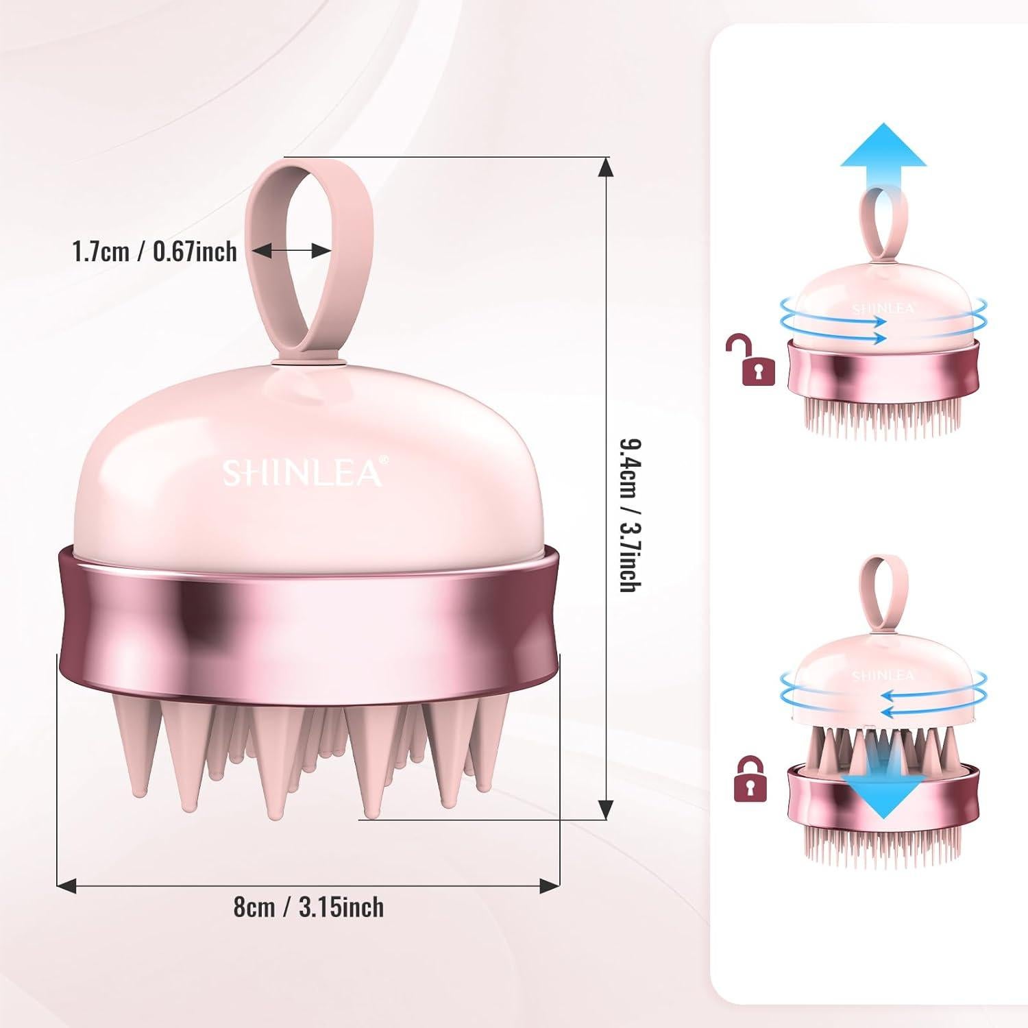 Masajeador de cuero cabelludo SHINLEA 2 en 1 Rosa