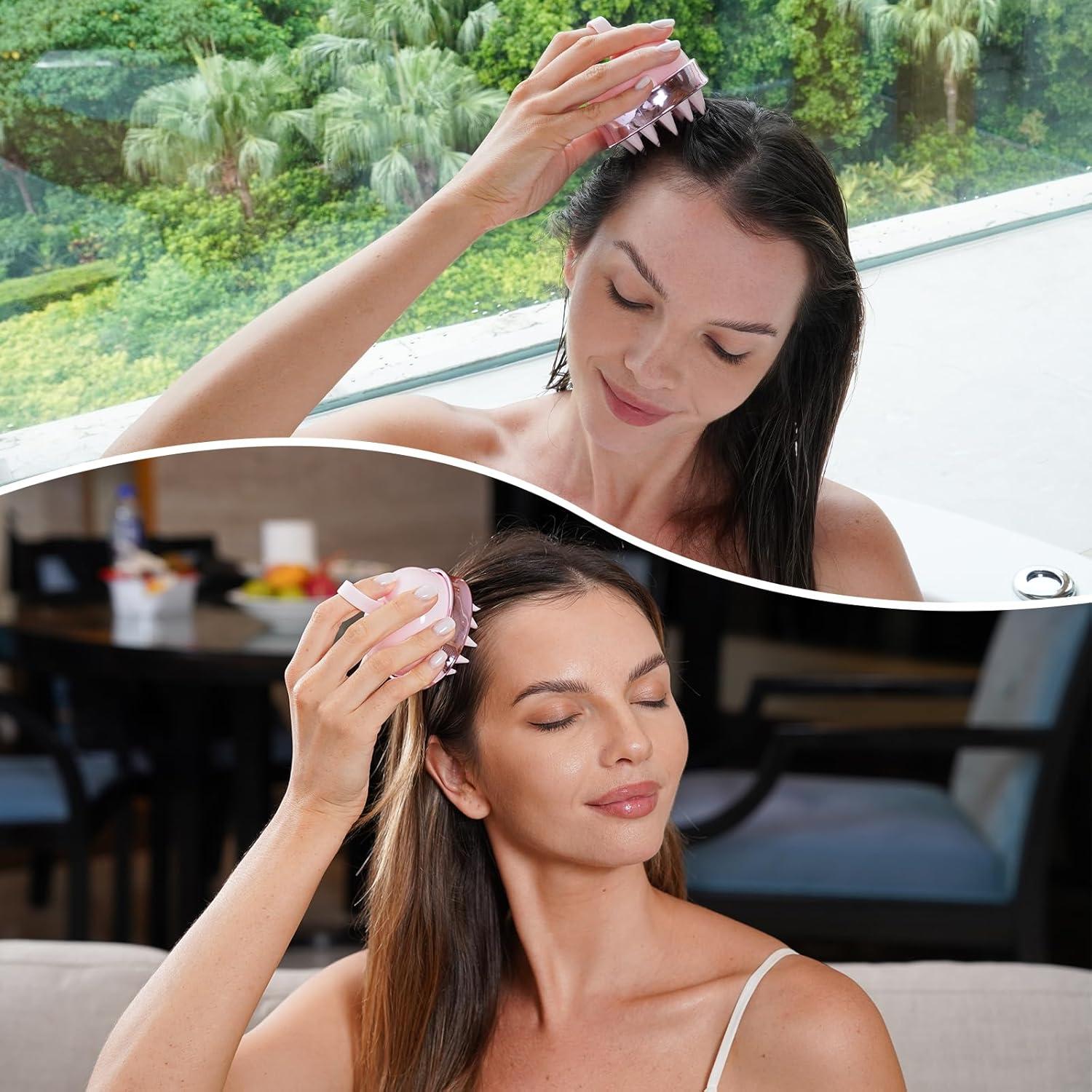 Masajeador de cuero cabelludo SHINLEA 2 en 1 Rosa