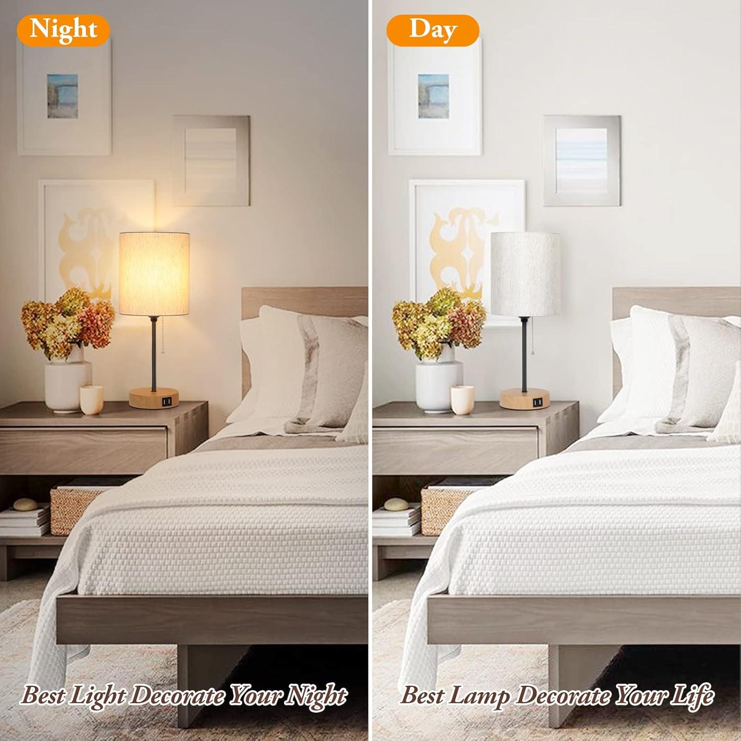 Juego de 2 Lámparas de Mesa Bosceos con Carga USB y CA