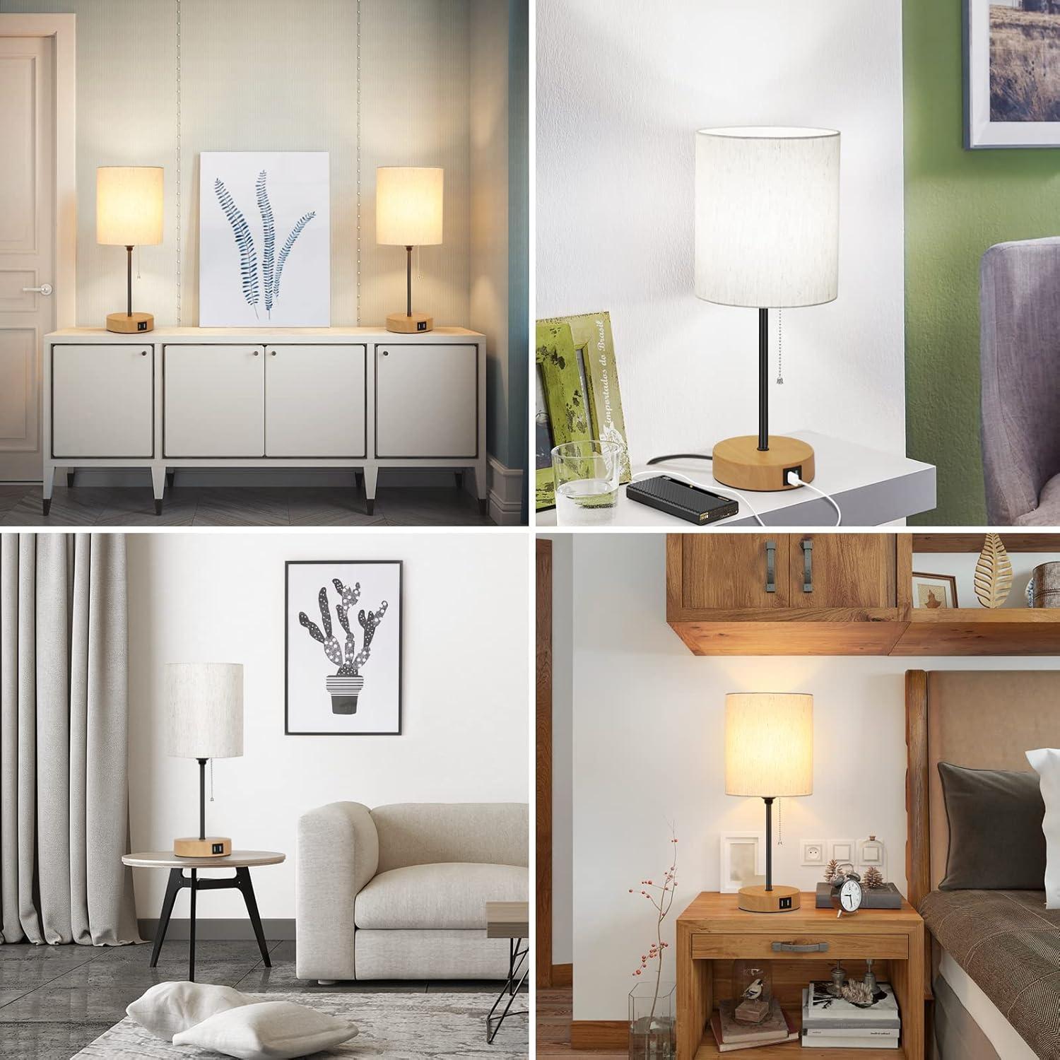 Juego de 2 Lámparas de Mesa Bosceos con Carga USB y CA