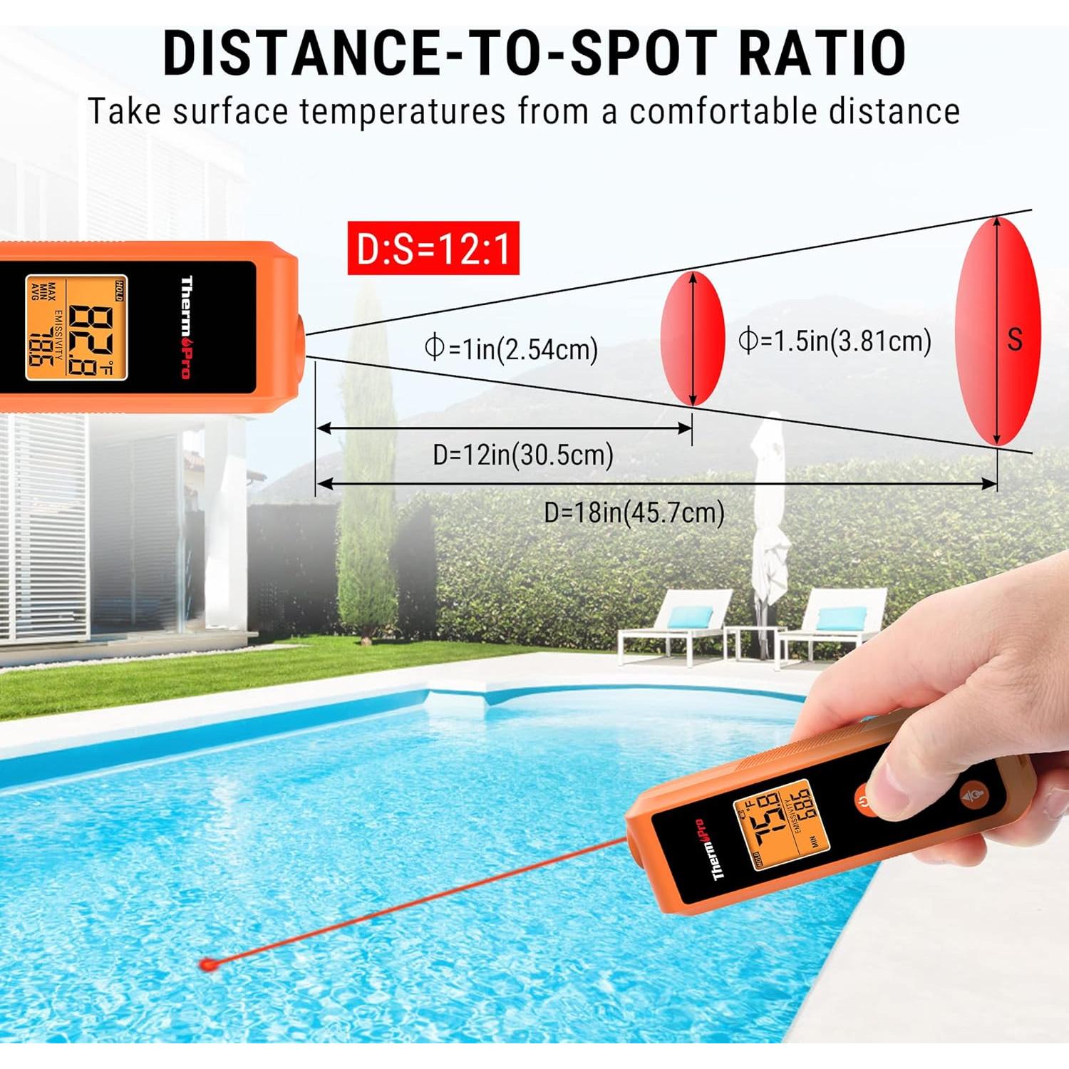 Termómetro Infrarrojo ThermoPro TP410 Sin Contacto 550°C
