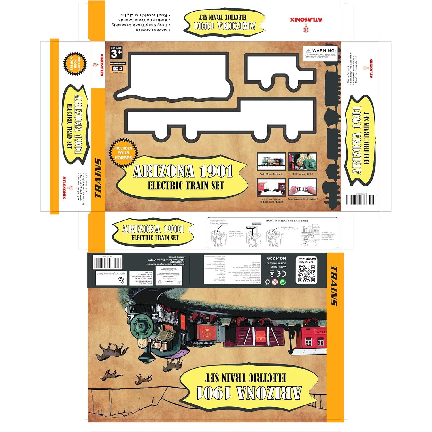 Juego de Tren Eléctrico Atlasonix 1901 con Luces y Sonidos
