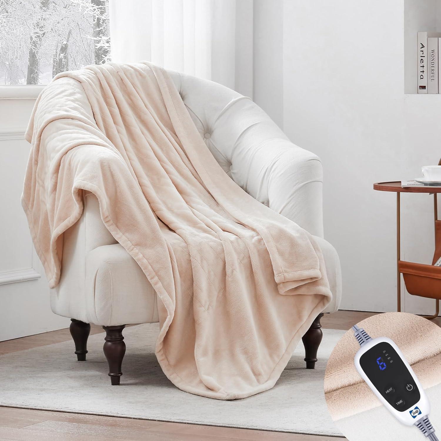 Manta Eléctrica Sealy 127x152 cm Beige, 6 Niveles Calor