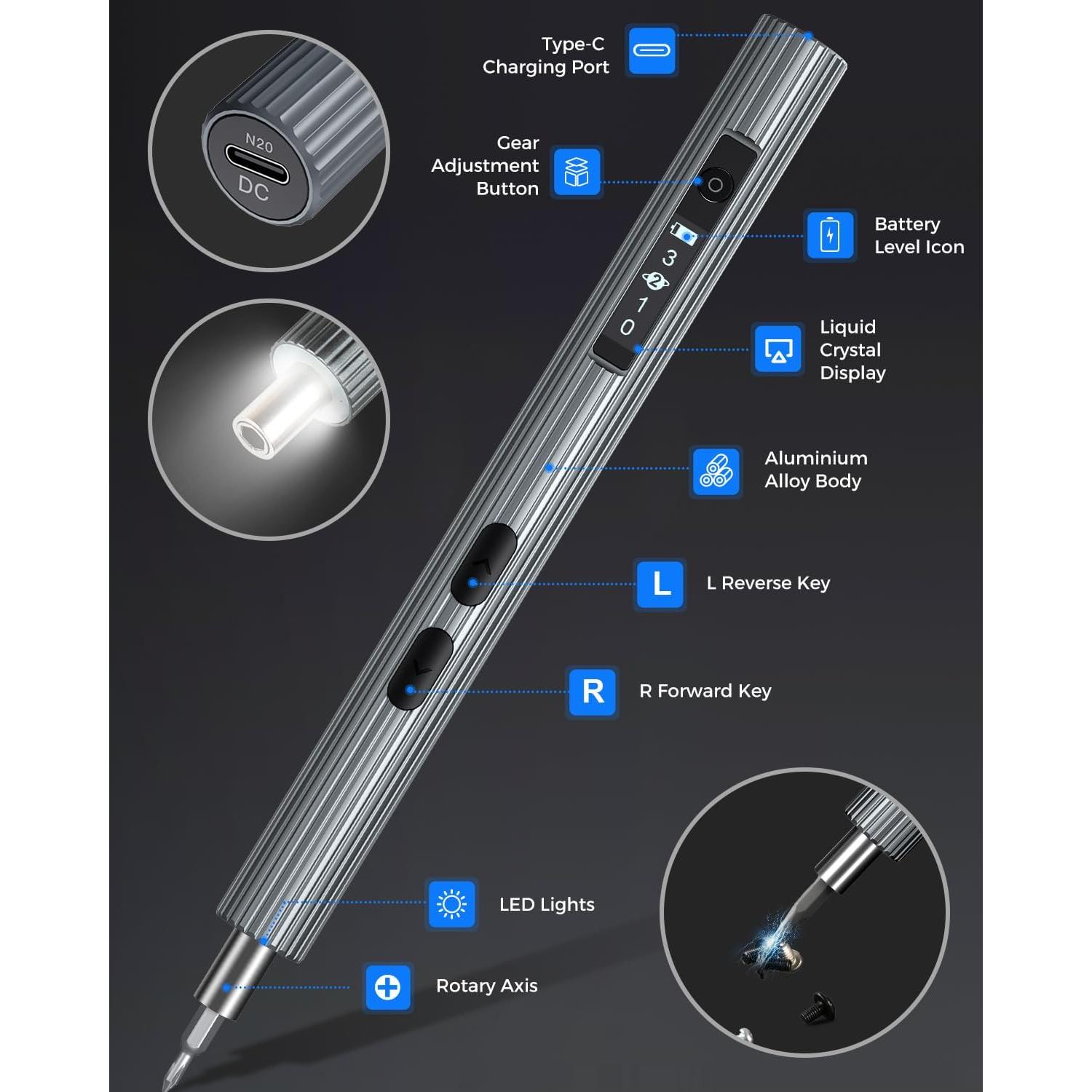 Mini Destornillador Eléctrico LIFEGOO 58 en 1 con Pantalla Digital