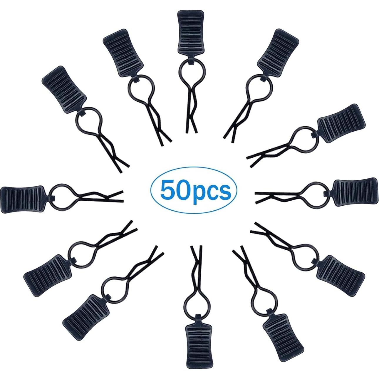 50 Clips de Carrocería RC HIQTRADEBYJJ 24mm Pestañas Negras