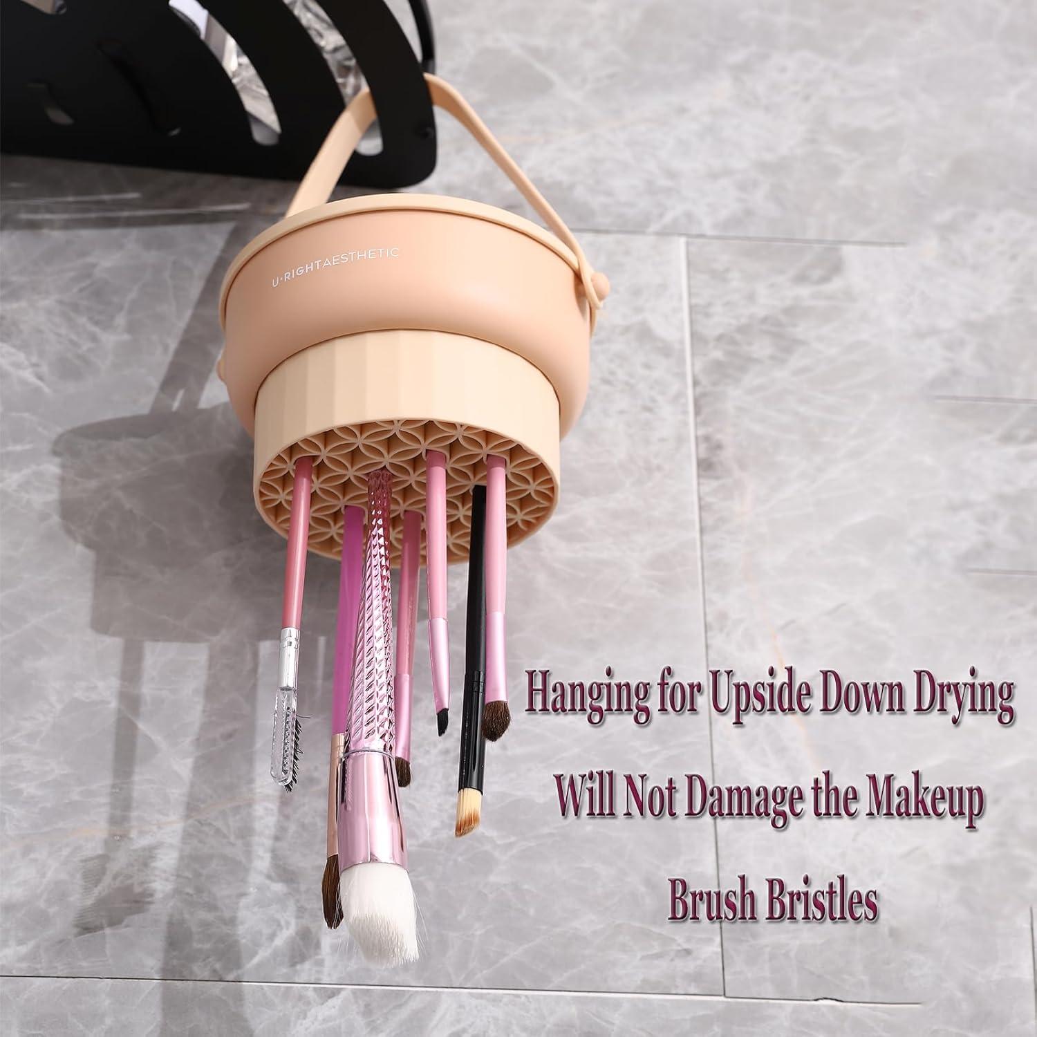 Alfombrilla de limpieza de brochas 3 en 1 UPTOZOBLY Caqui