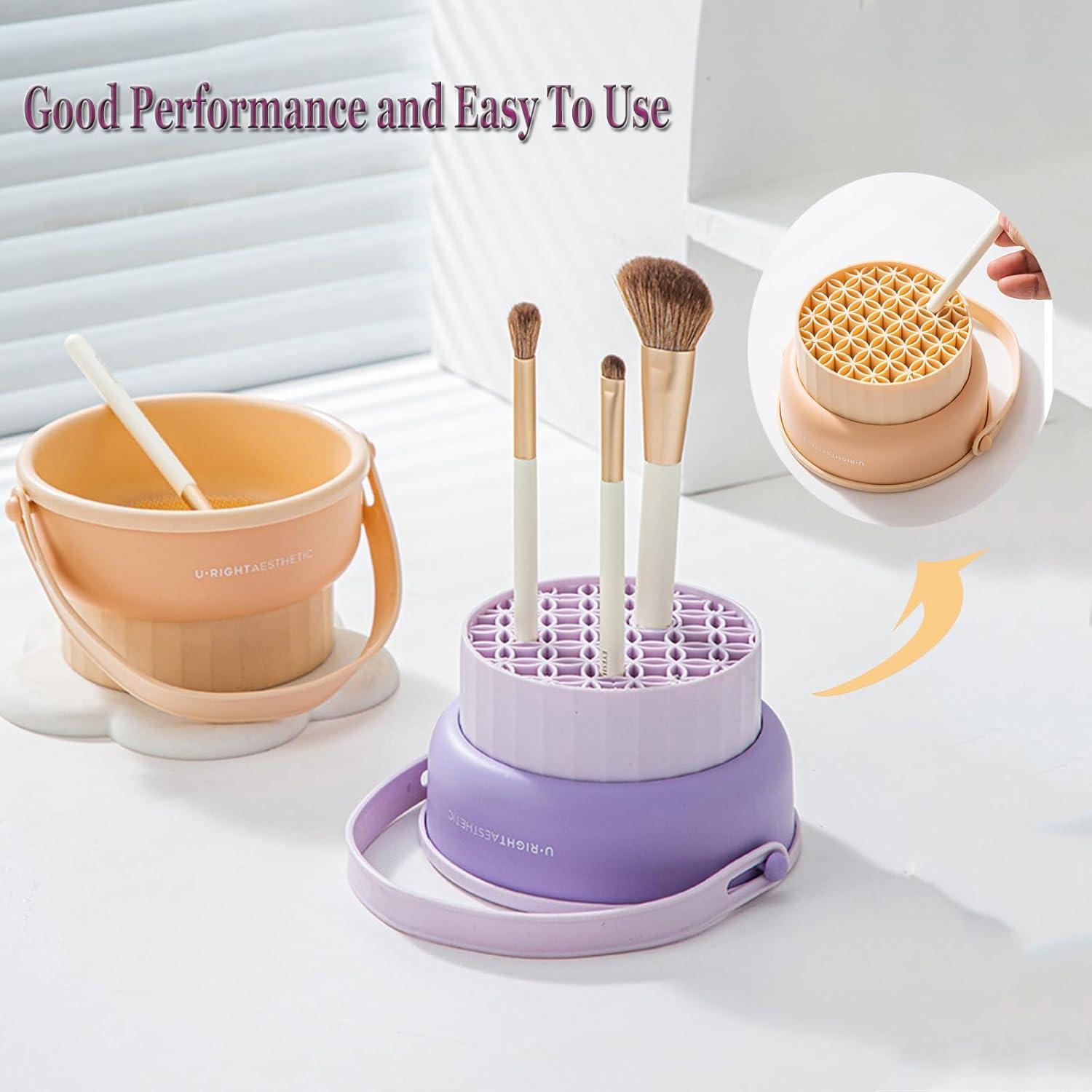 Alfombrilla de limpieza de brochas 3 en 1 UPTOZOBLY Caqui