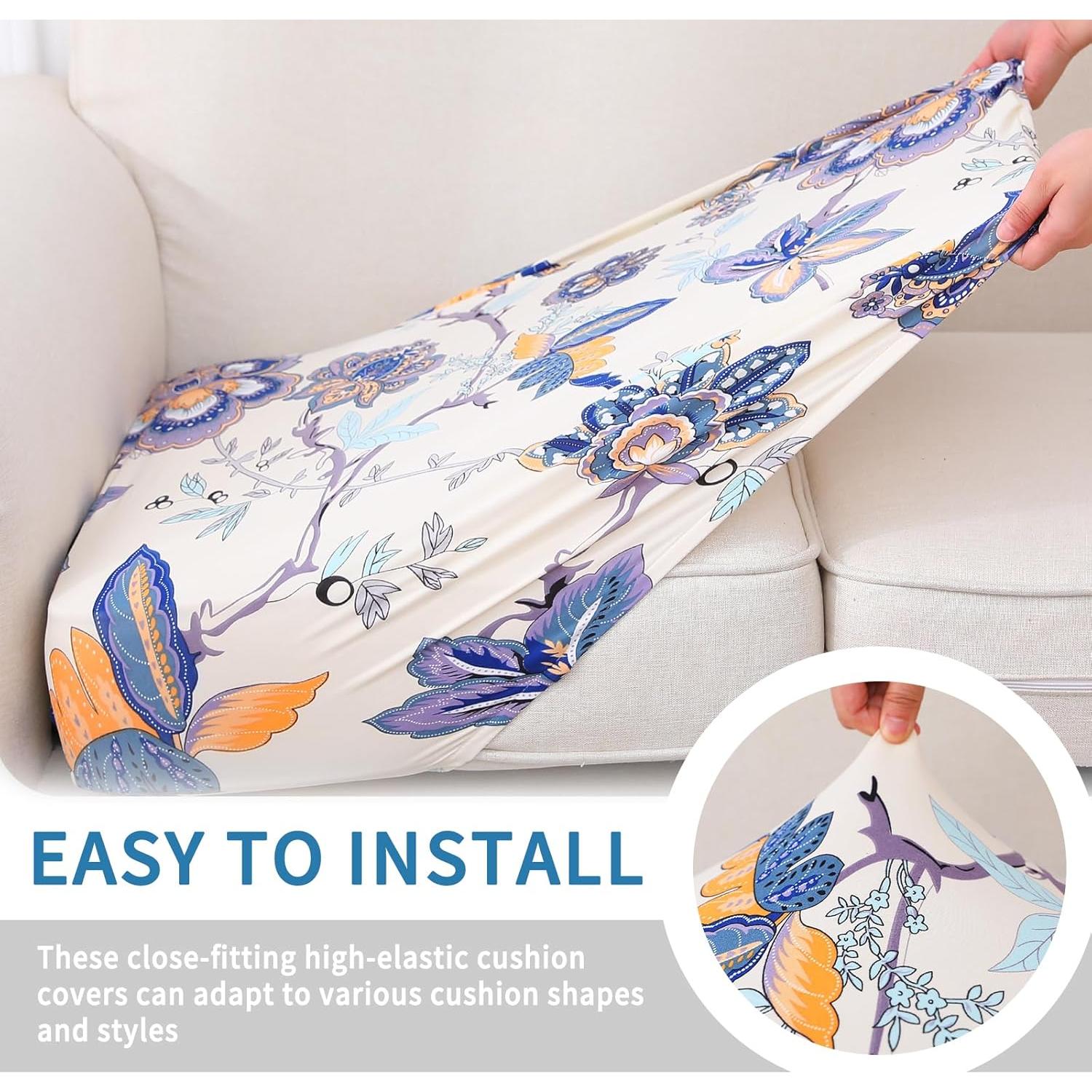 Fundas de Cojín Elásticas hyha 2 Paquetes Beige Floral