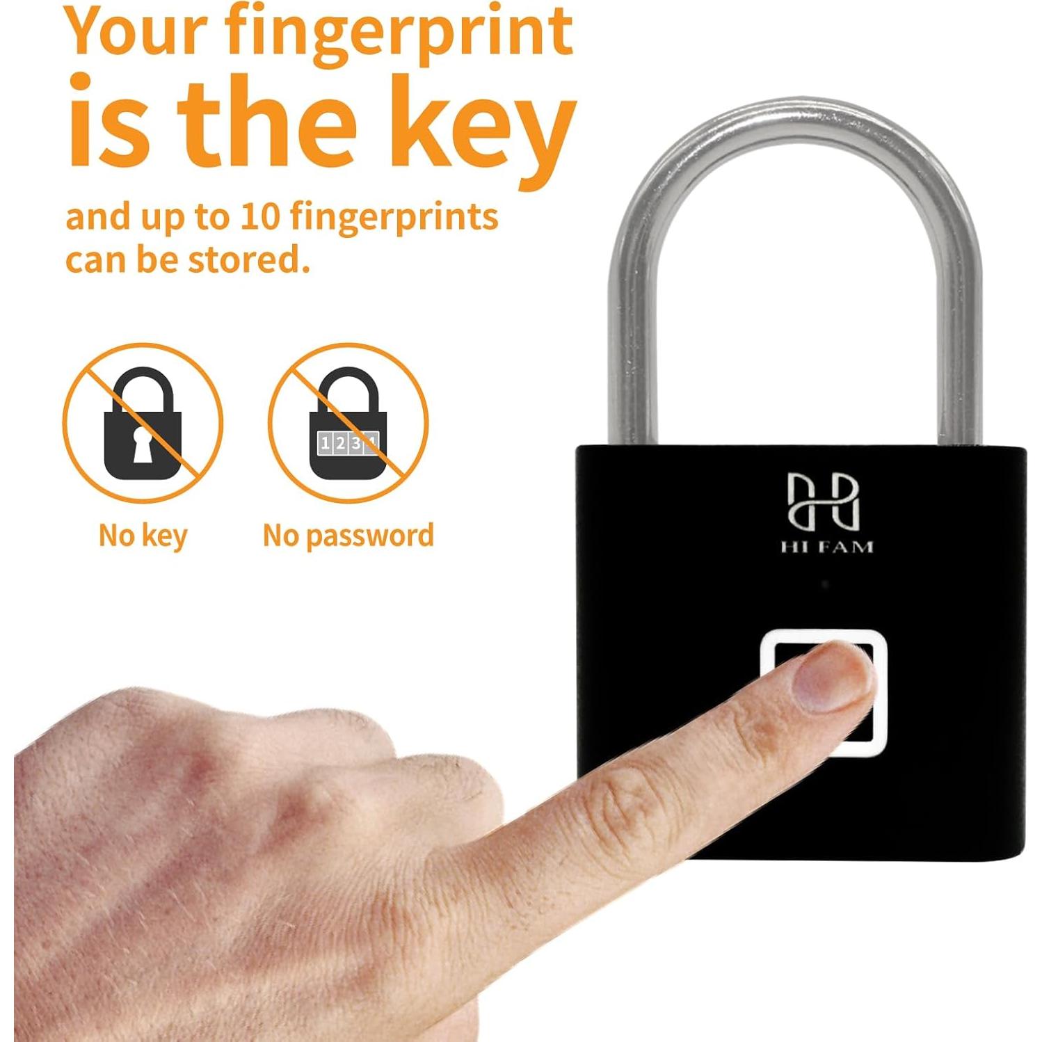 Candado Biométrico HIFAM de Huella Dactilar Negro 130g