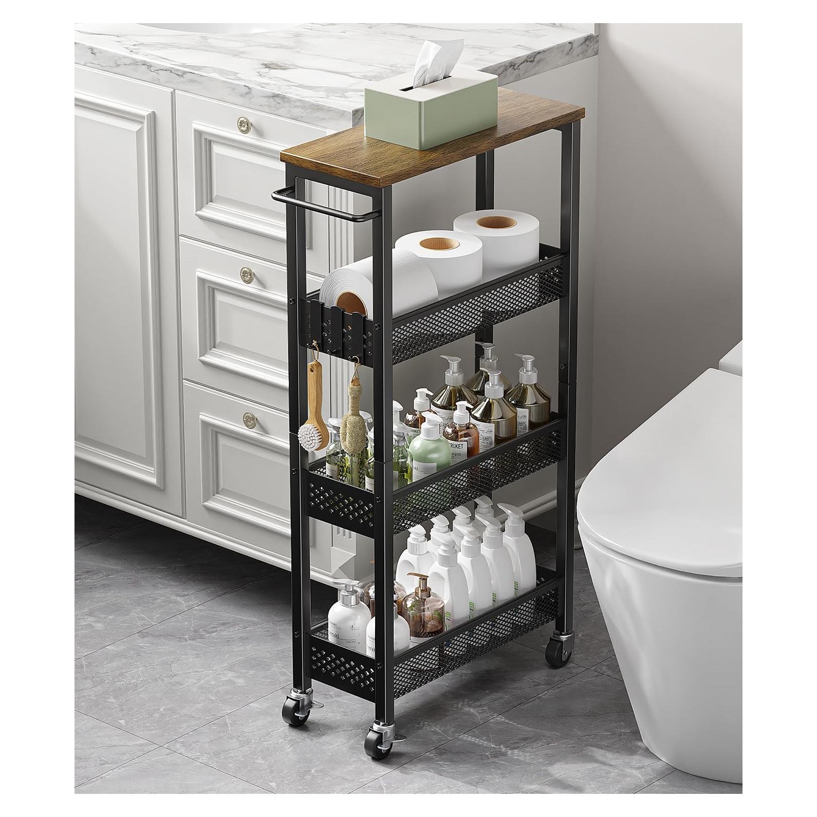 Carro de Almacenamiento Rodante Giwil 4 Niveles Negro