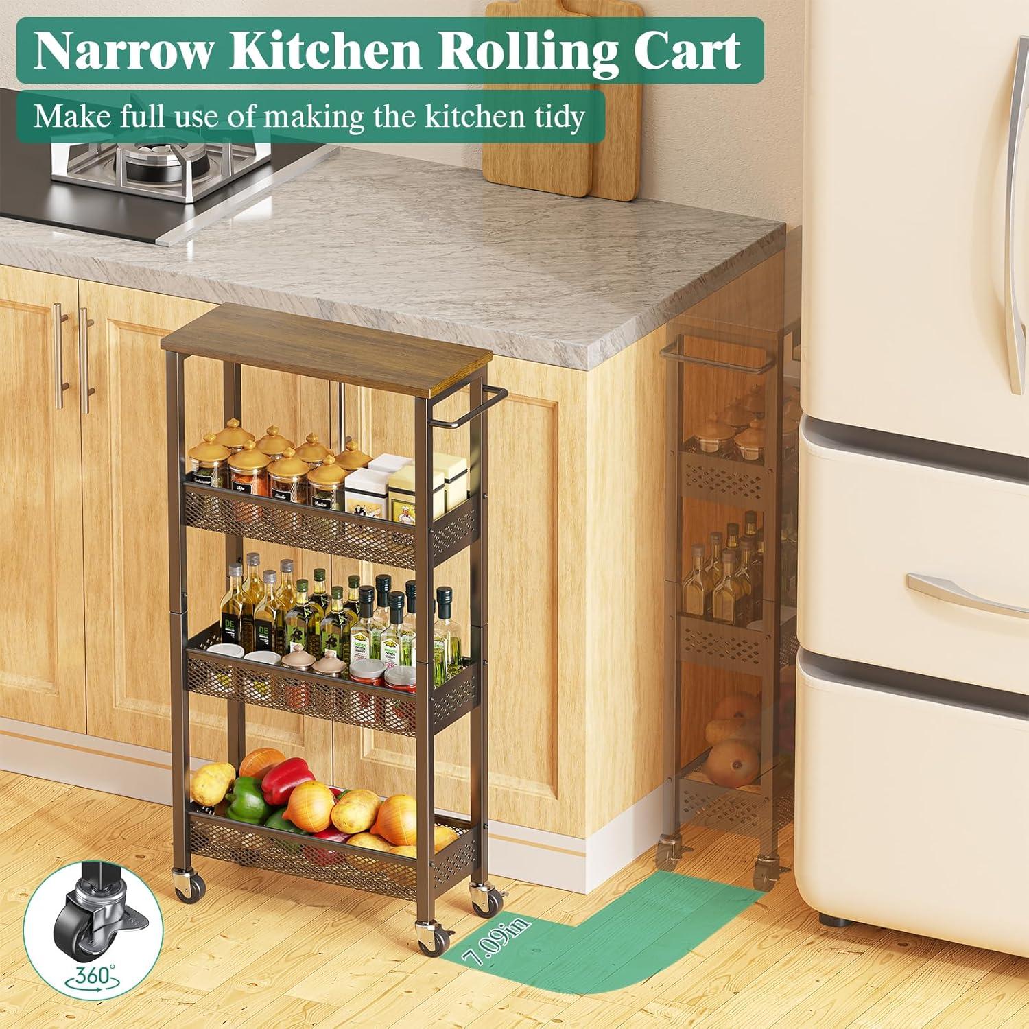 Carro de Almacenamiento Rodante Giwil 4 Niveles Negro