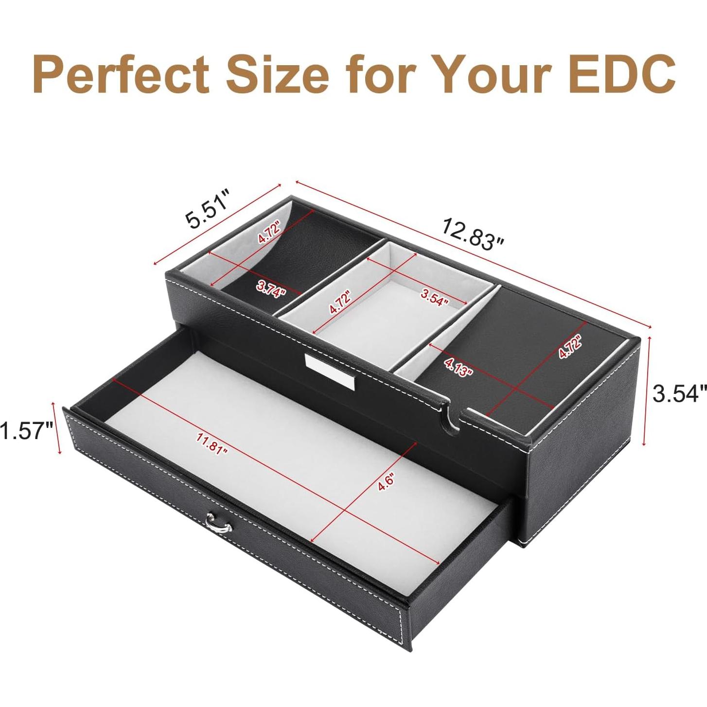 Bandeja de Valet Baoyun para Hombres de Cuero Negro 32.6x14x9 cm