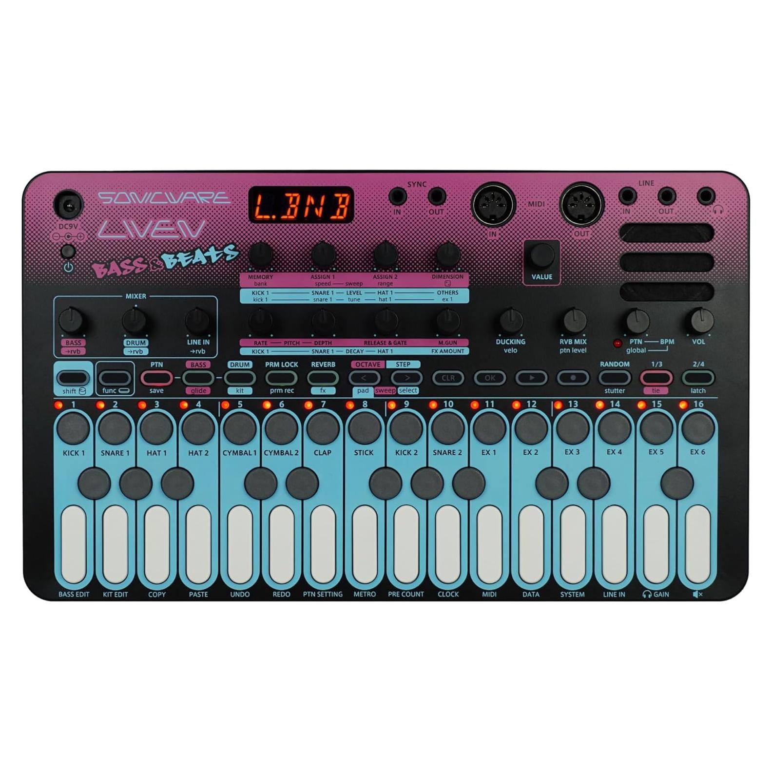 Sintetizador de Bajo Liven BASS&BEATS Máquina de Ritmo