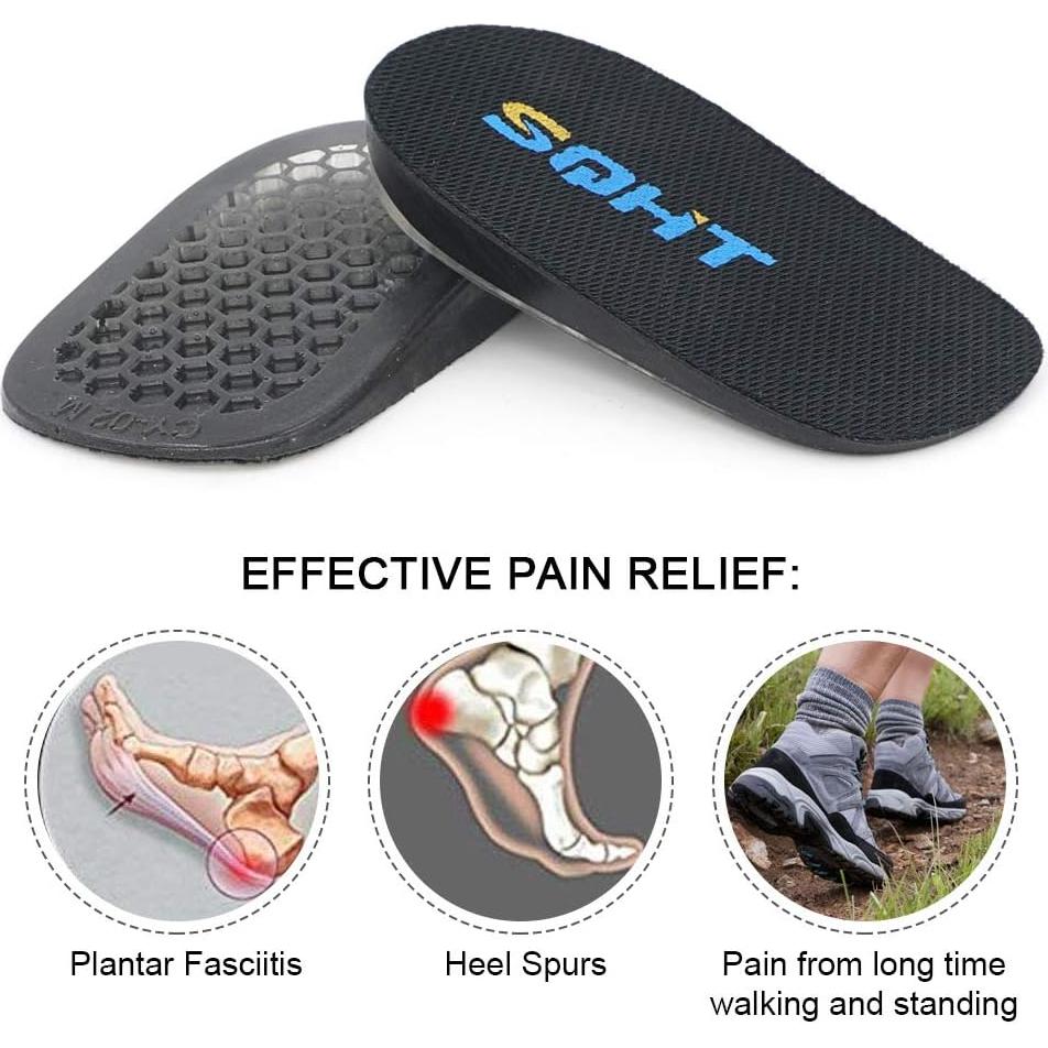 SQHT's Height Increase Insoles - Heel Shoe Lift Inserts for Achilles Tendonitis and Leg Length Discrepancy, Heel Cushion for Men & Women (Large (0.6" Height))