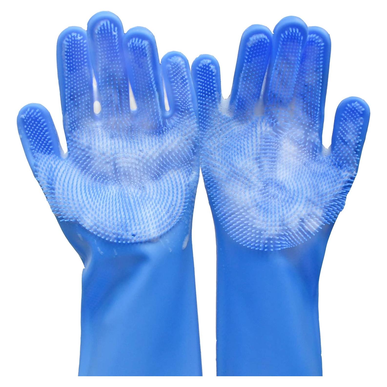 Guantes de Aseo para Mascotas Yintoper Azul - Silicona Resistente