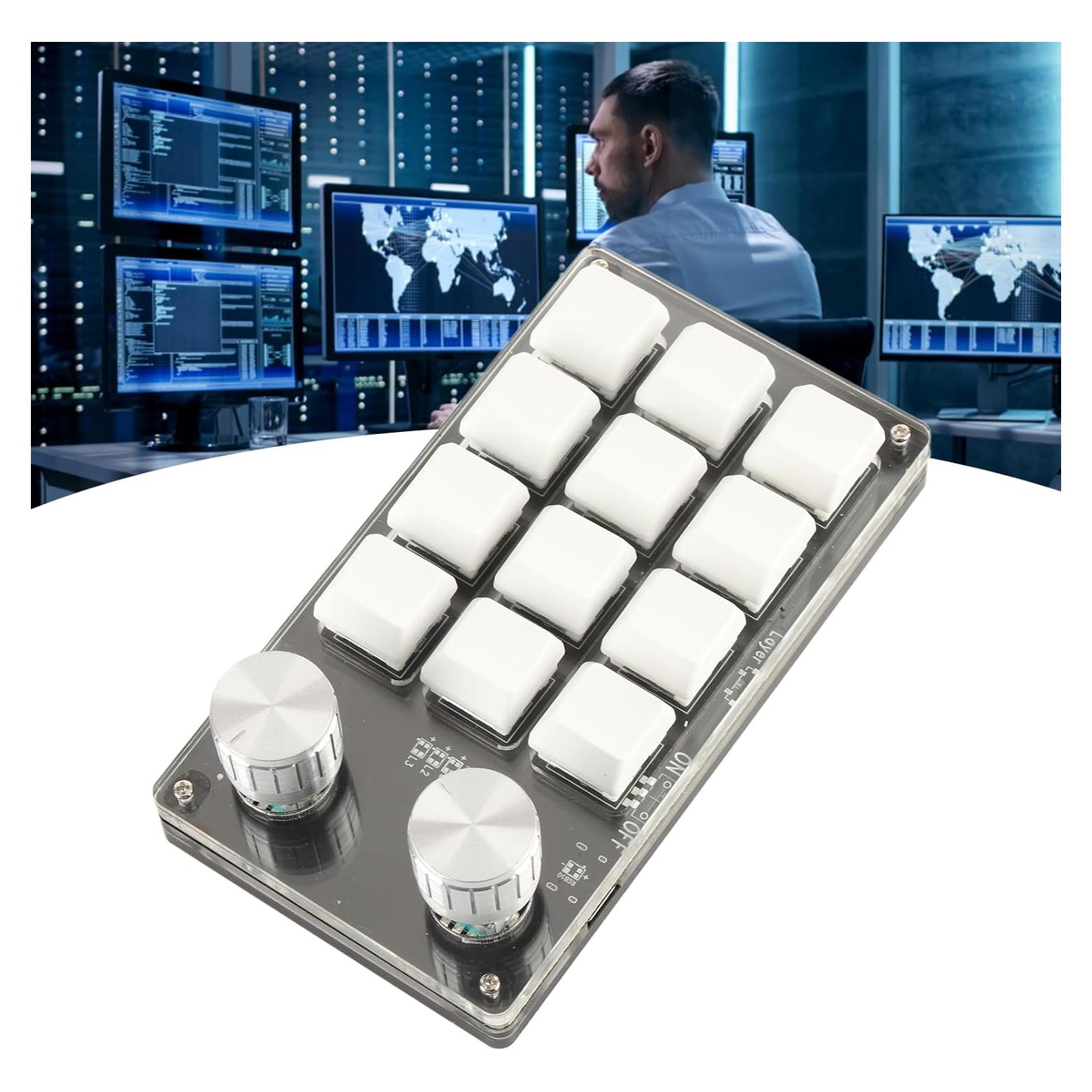 Teclado Mecánico Programable Gugxiom 12 Teclas DIY Negro y Blanco