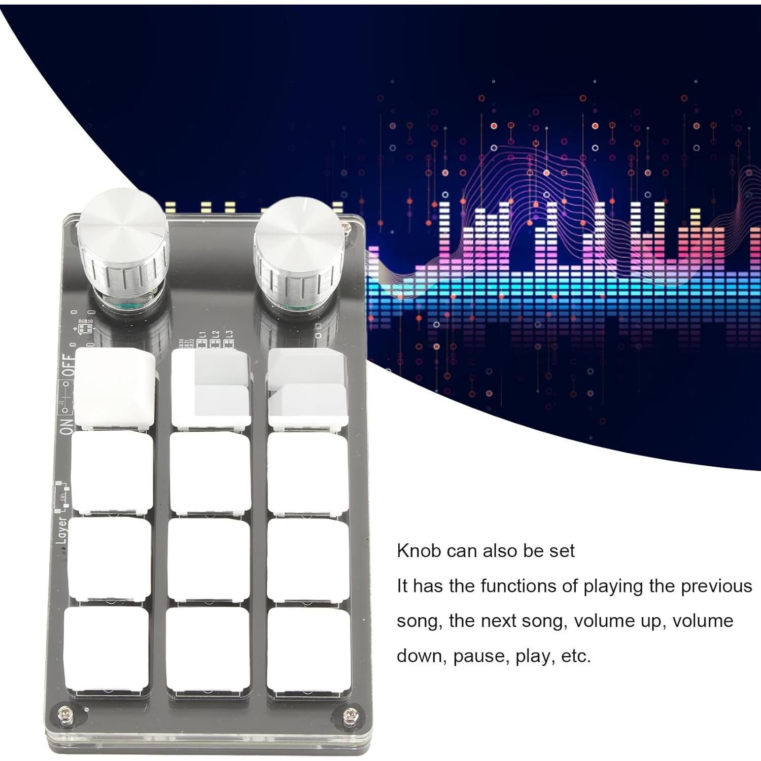 Teclado Mecánico Programable Gugxiom 12 Teclas DIY Negro y Blanco