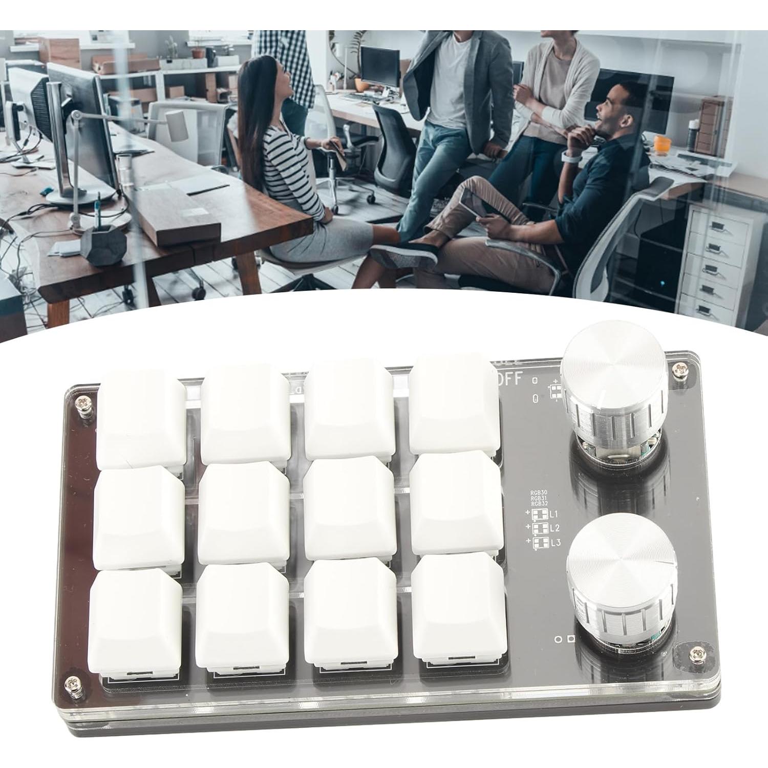 Teclado Mecánico Programable Gugxiom 12 Teclas DIY Negro y Blanco