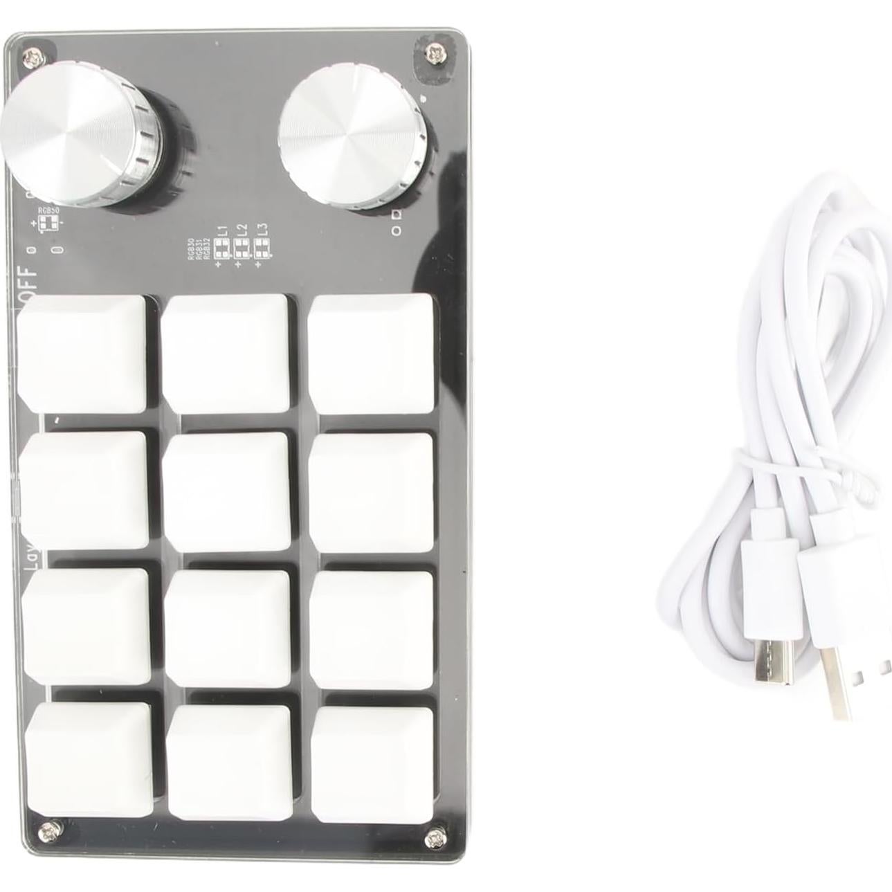 Teclado Mecánico Programable Gugxiom 12 Teclas DIY Negro y Blanco